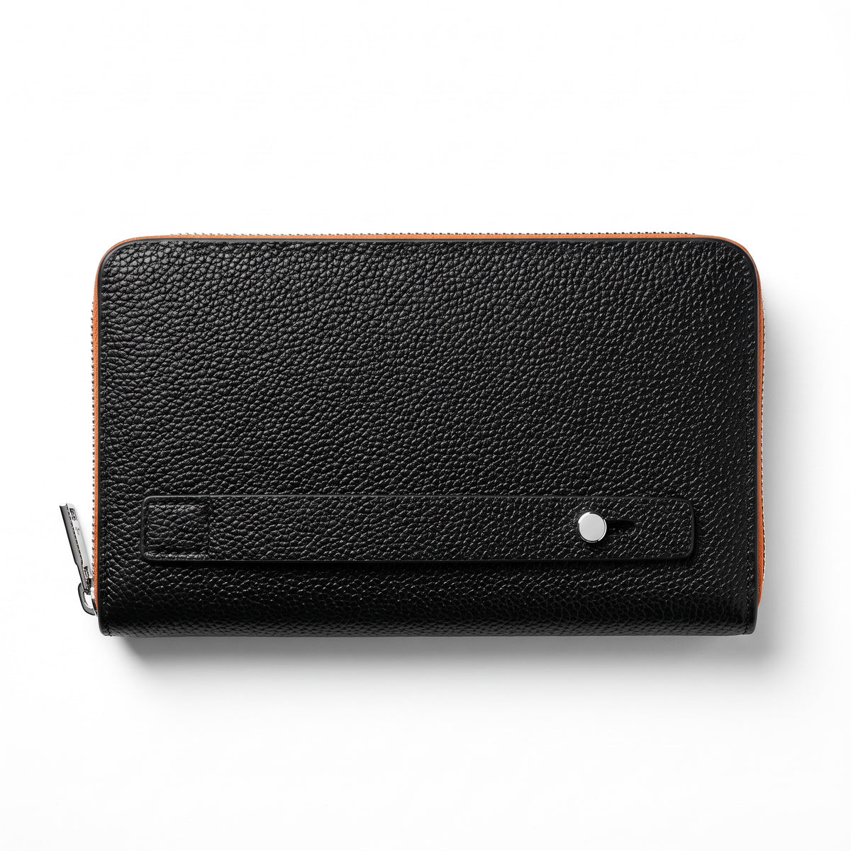 Black Prada zip pouch with triangle logo and wrist strap