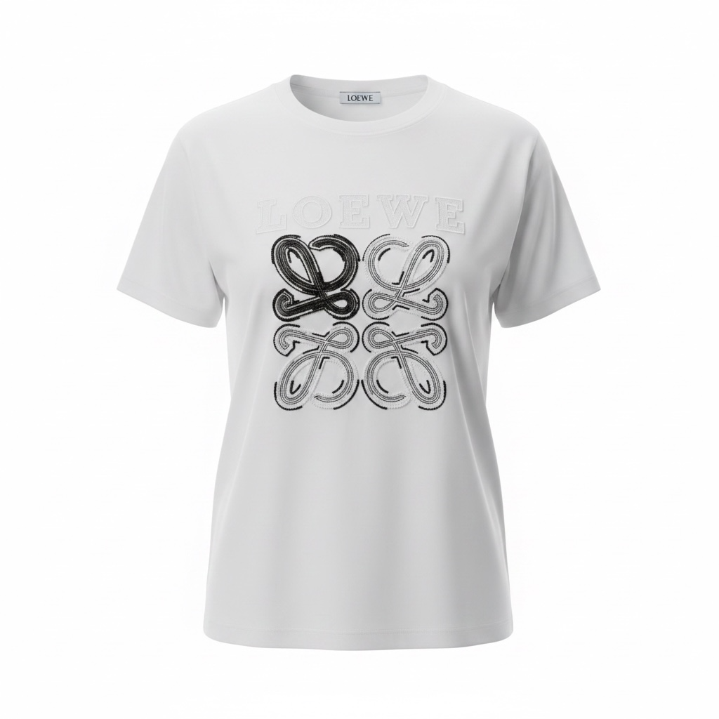 Loewe White Anagram T-Shirt 🤍✨ Contrast Logo Edition