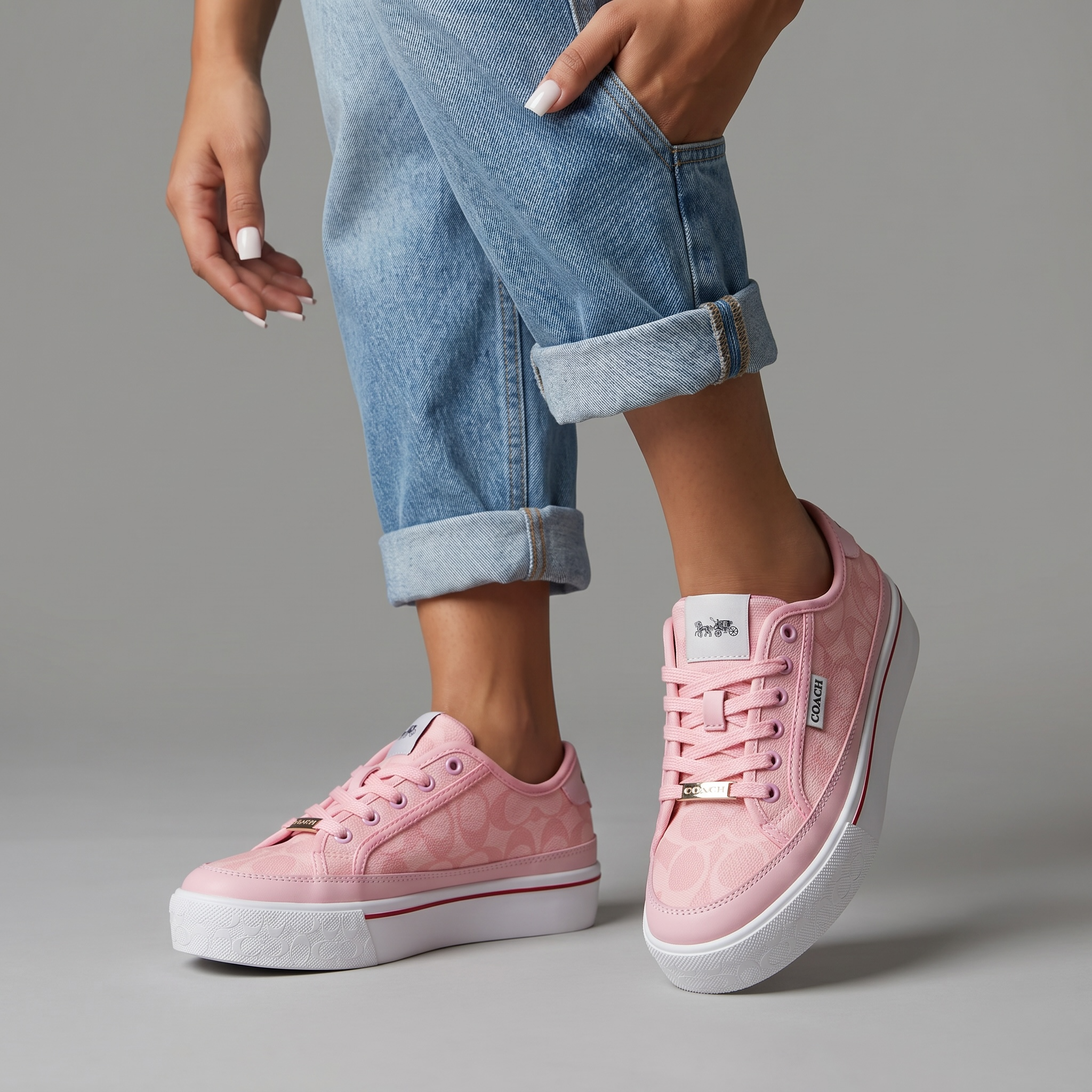 Coach Platform Signature Sneakers – Soft Pink Edition 🎀✨