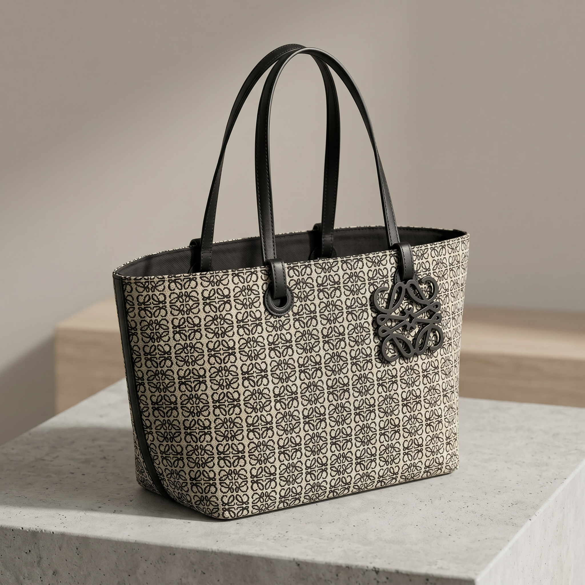 🖤 Loewe Anagram Black Canvas Tote Bag – Signature Luxury Shopper