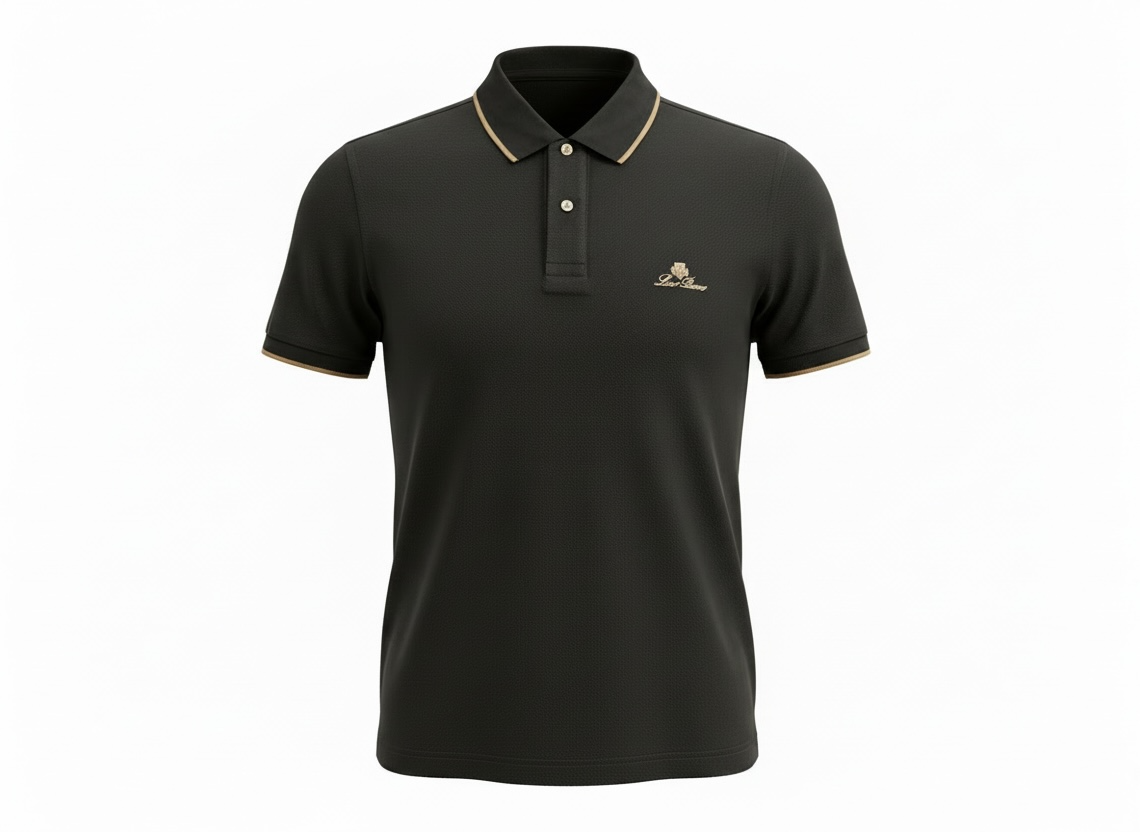 Loro Piana Black Textured Polo Shirt ๐คโจ Premium Classic Fit