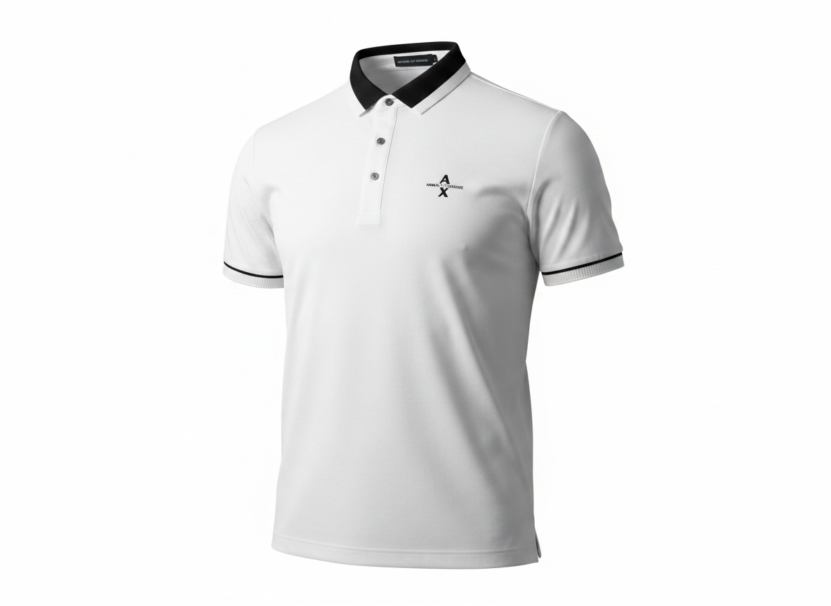 Armani Exchange White Polo Shirt 🤍🖤 Clean Contrast Essential