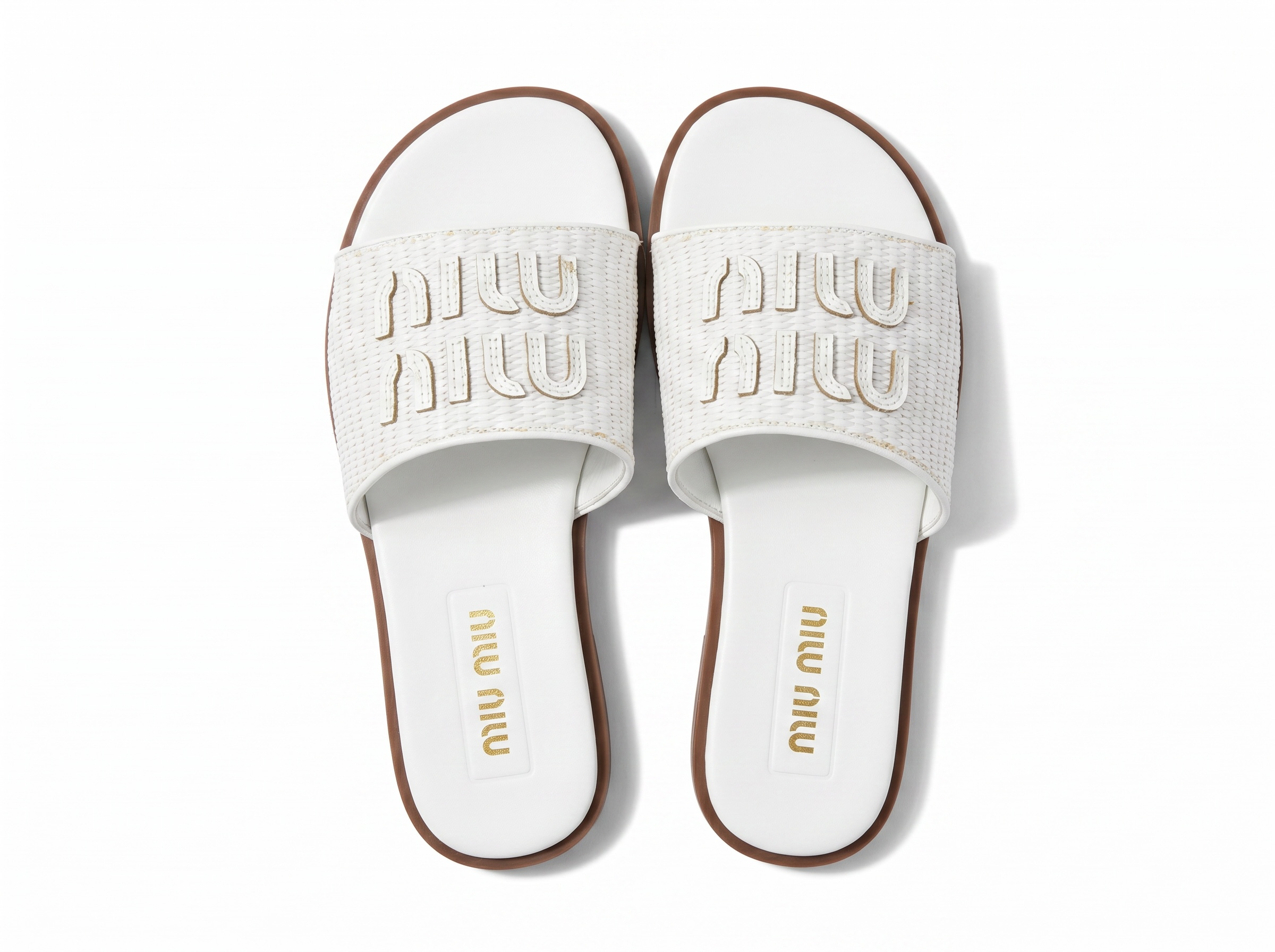 Miu Miu Embroidered Logo Slide Sandals โ Elegant Summer Comfort ๐ค