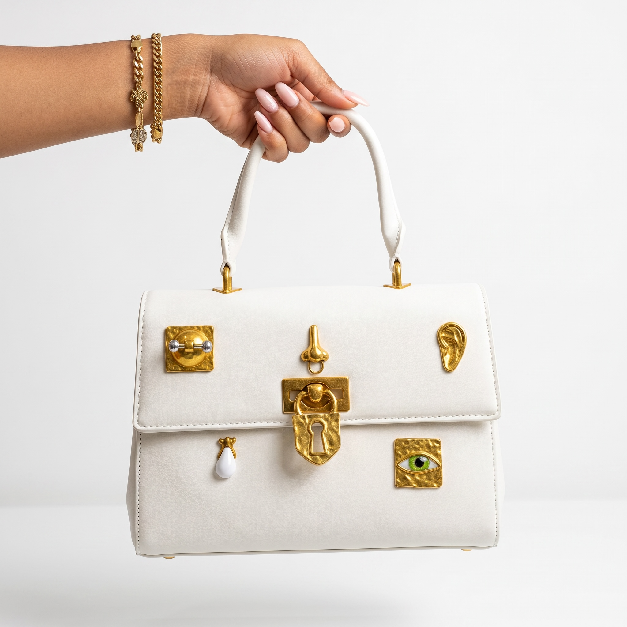 Schiaparelli Top-Handle – White Embellished 👜✨ large