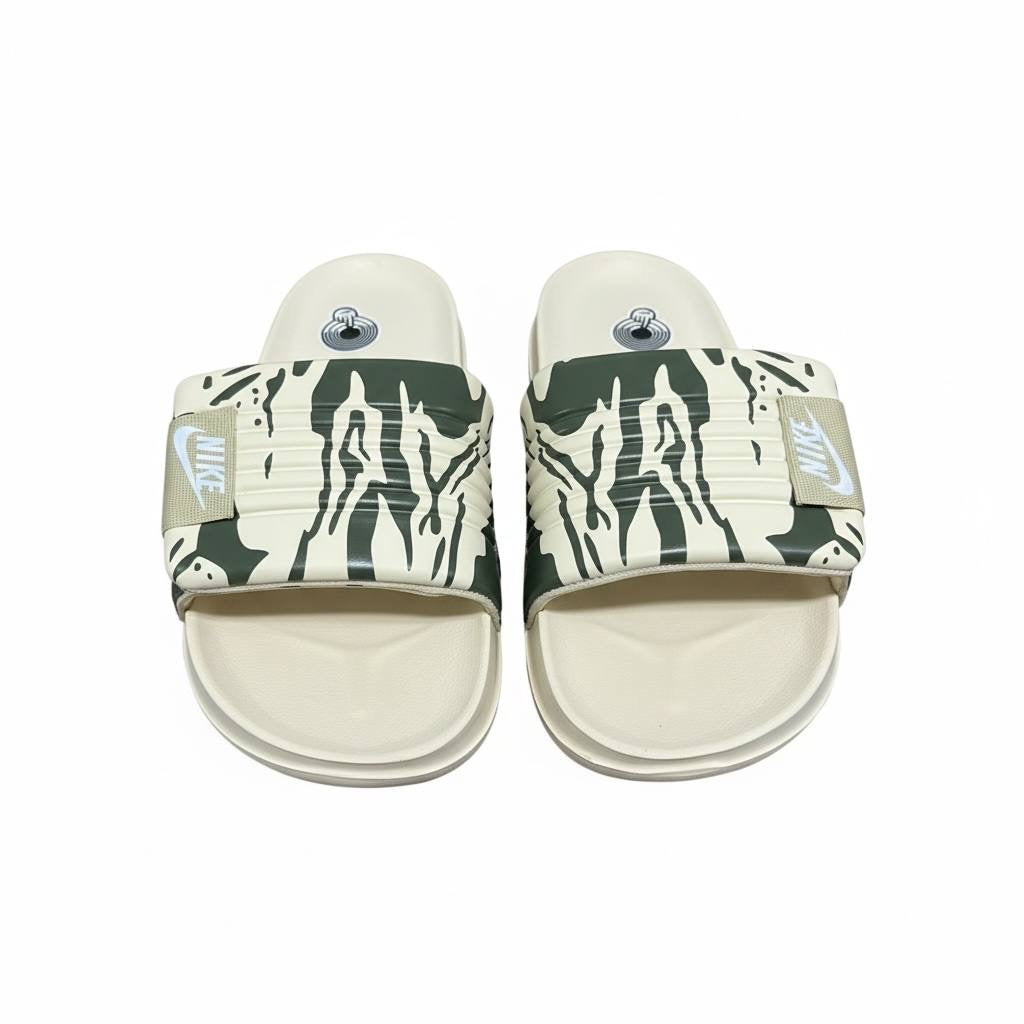 Nike Camo Slides – Beige & Olive Edition 🤍🟢