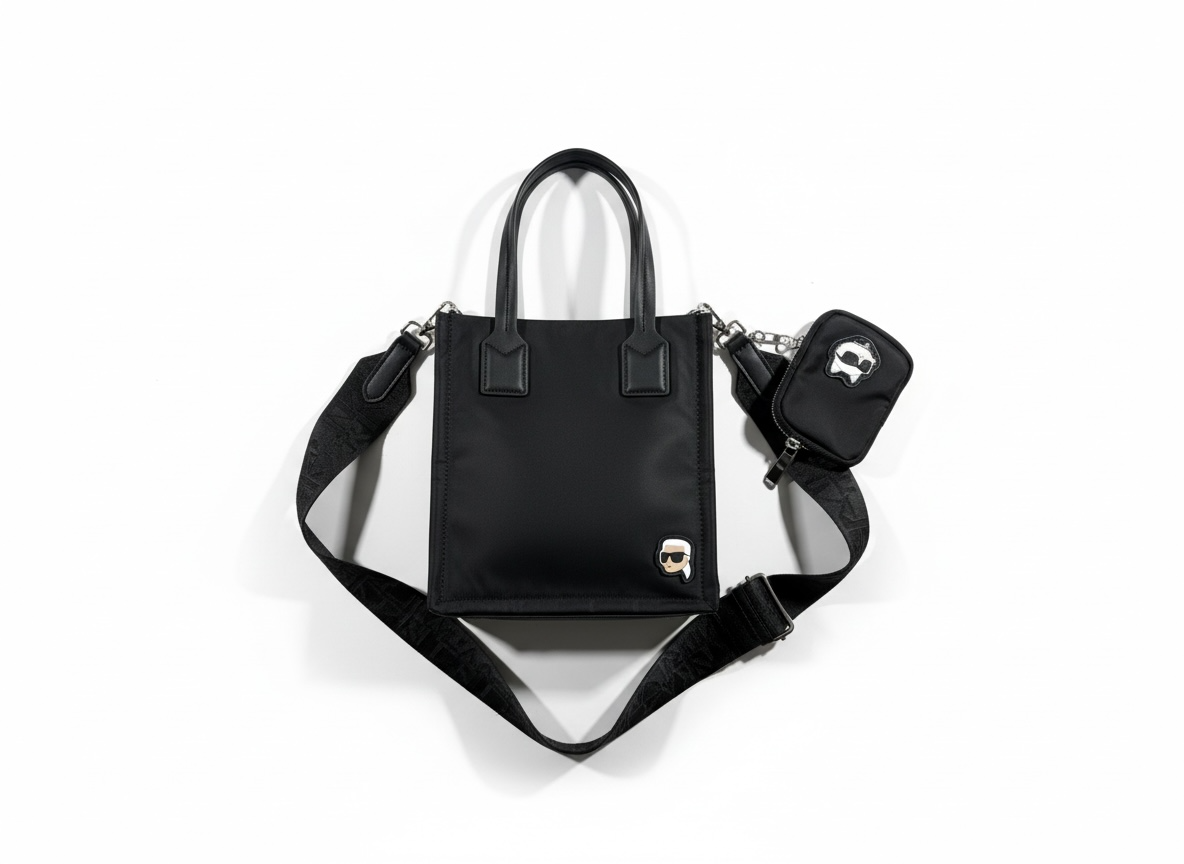 KARL LAGERFELD Mini Black Tote Bag 🖤✨ | Crossbody Set with Pouch