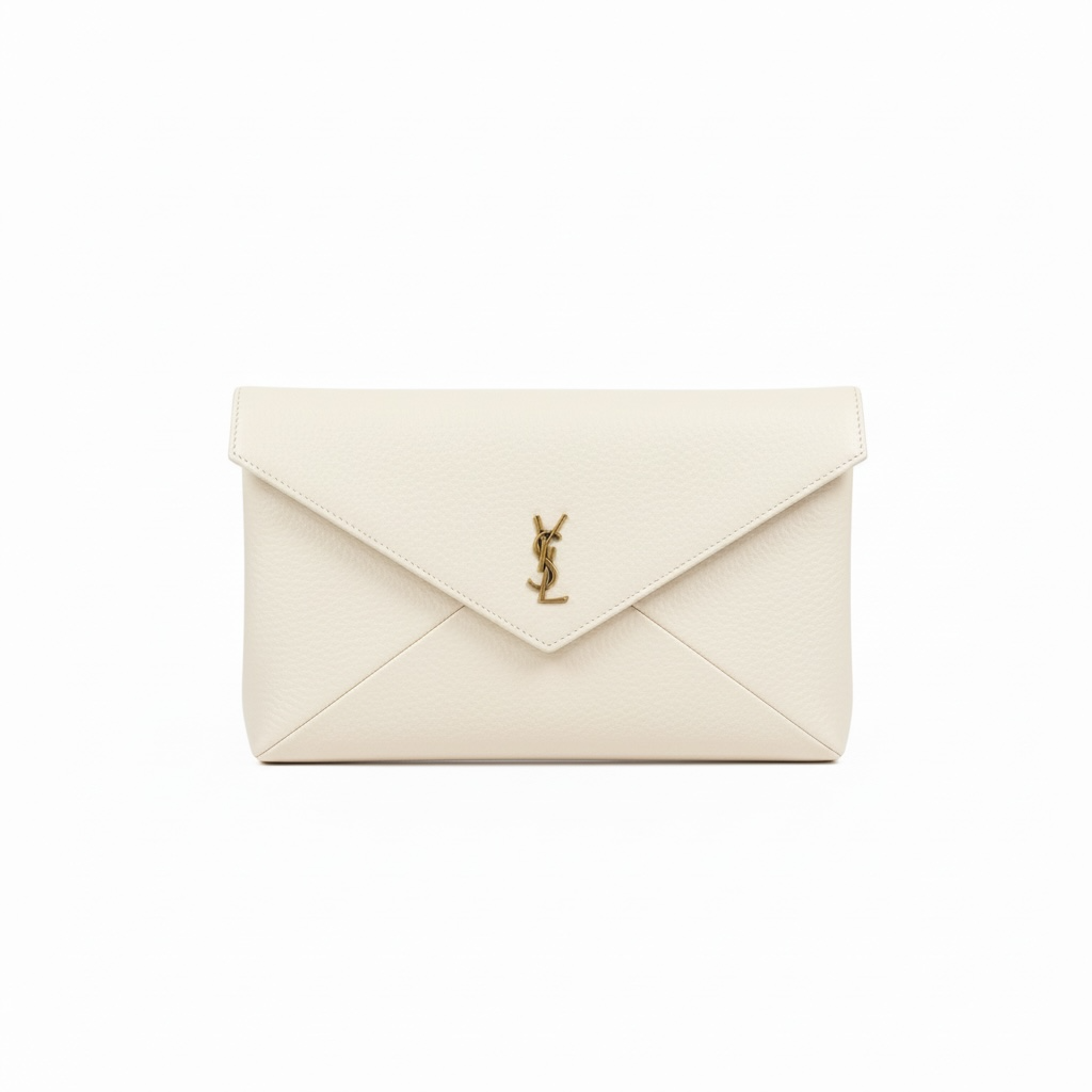 Saint Laurent YSL Ivory Envelope Chain Clutch 🤍✨