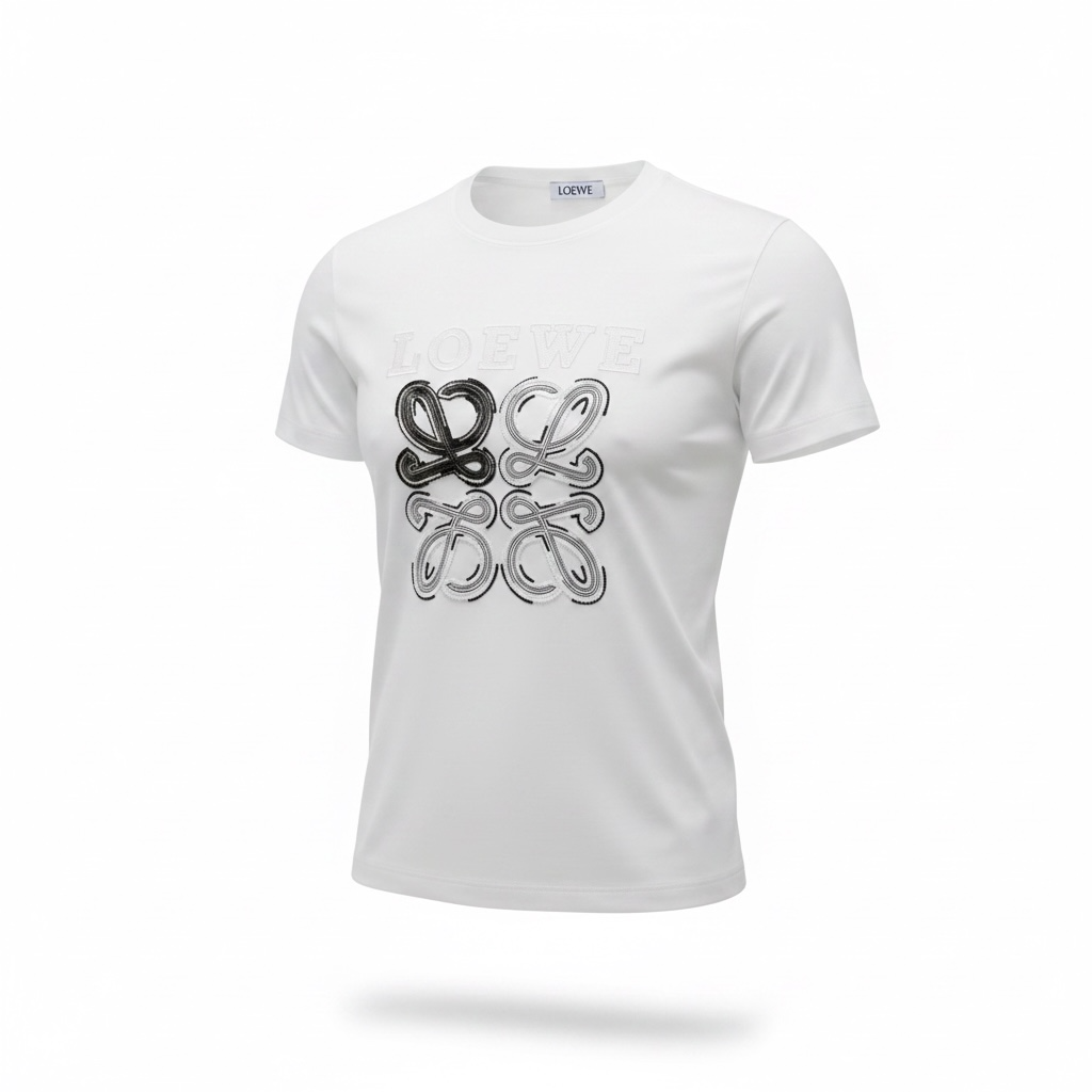 Loewe White Anagram T-Shirt 🤍✨ Contrast Logo Edition