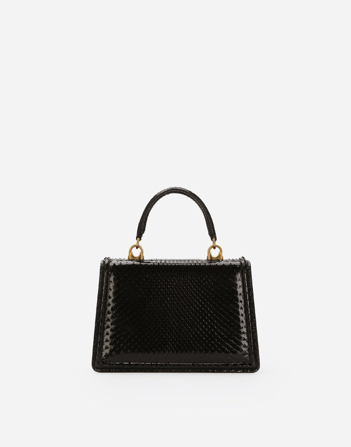 Dolce & Gabbana small black devotion top-handle bag with gold heart emblem