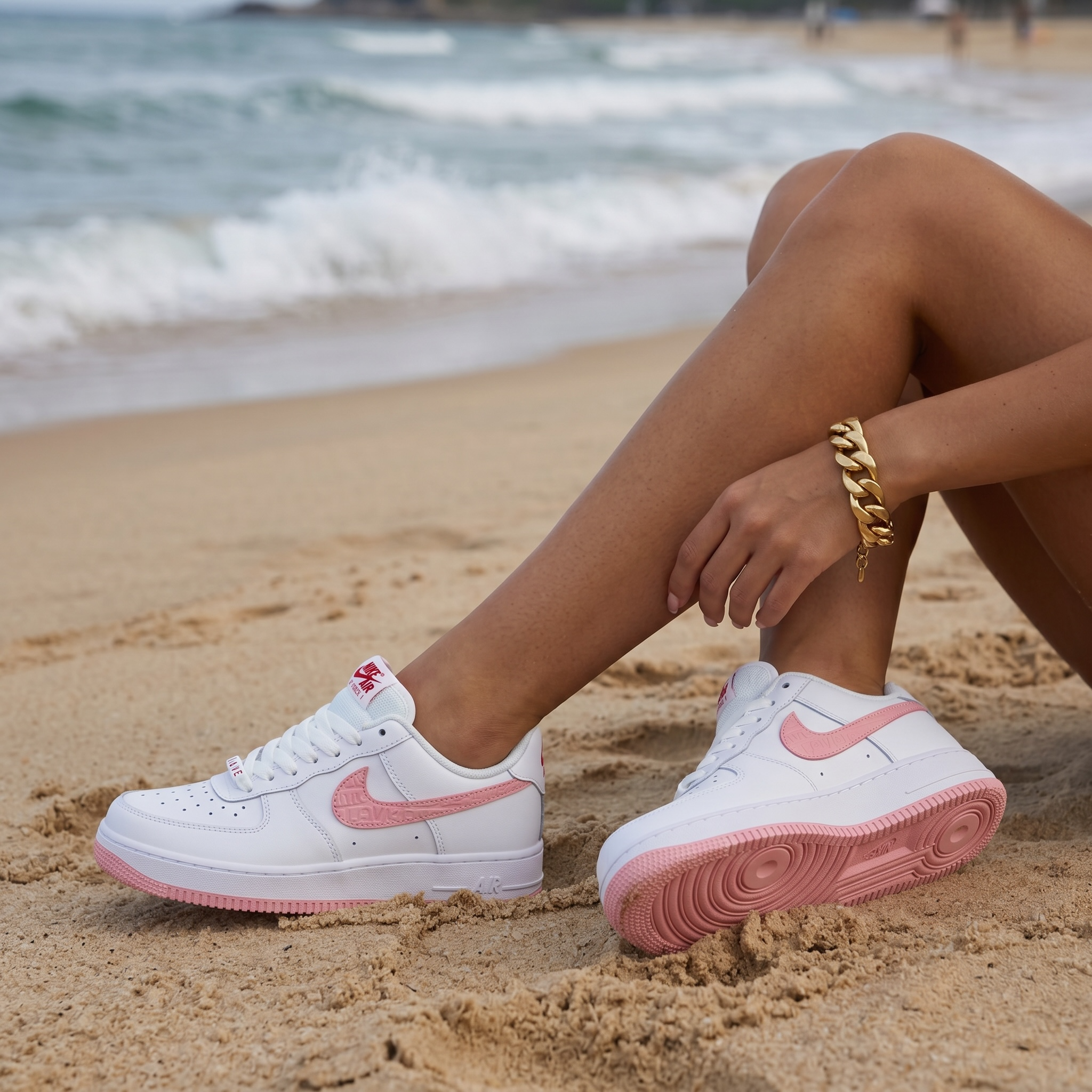 Nike Air Force 1 Pink Embroidery 🤍🌸👟