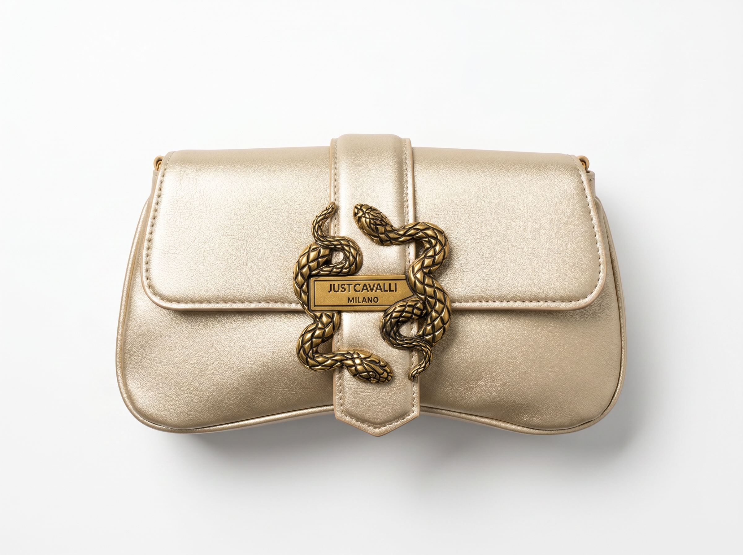 ✨ Just Cavalli Gold Serpent Lock Shoulder Bag ✨