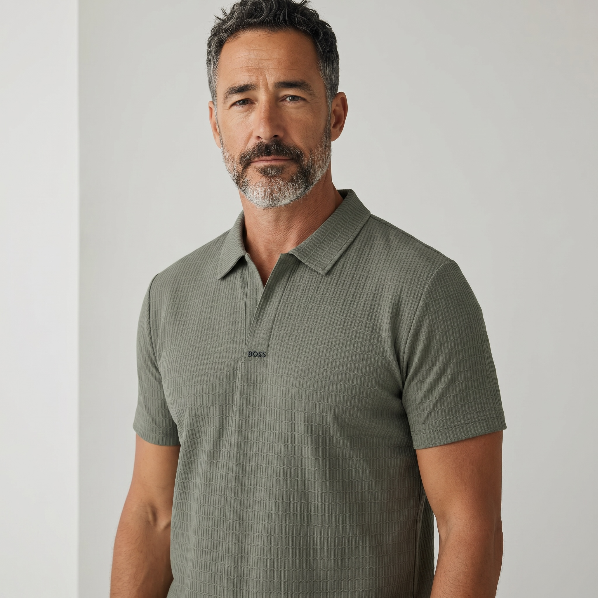🌿✨ Hugo Boss Sage Green Textured Polo Shirt – Premium Smart Casual Style 👔🔥