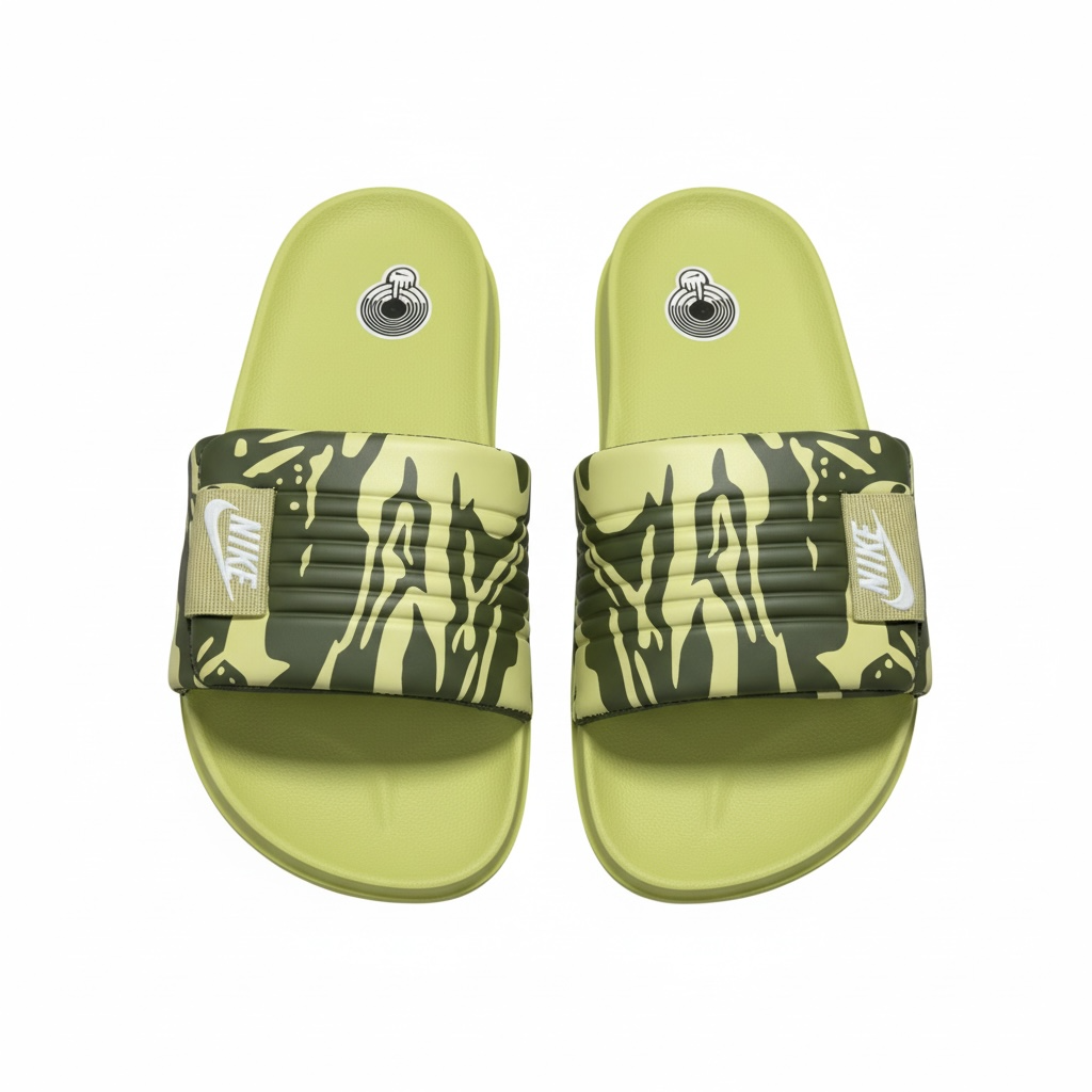 Nike Camo Slides – Lime Green Edition 🟢🔥
