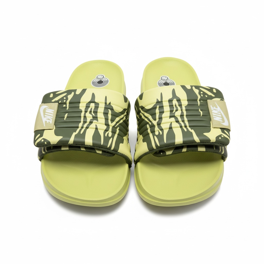 Nike Camo Slides – Lime Green Edition 🟢🔥