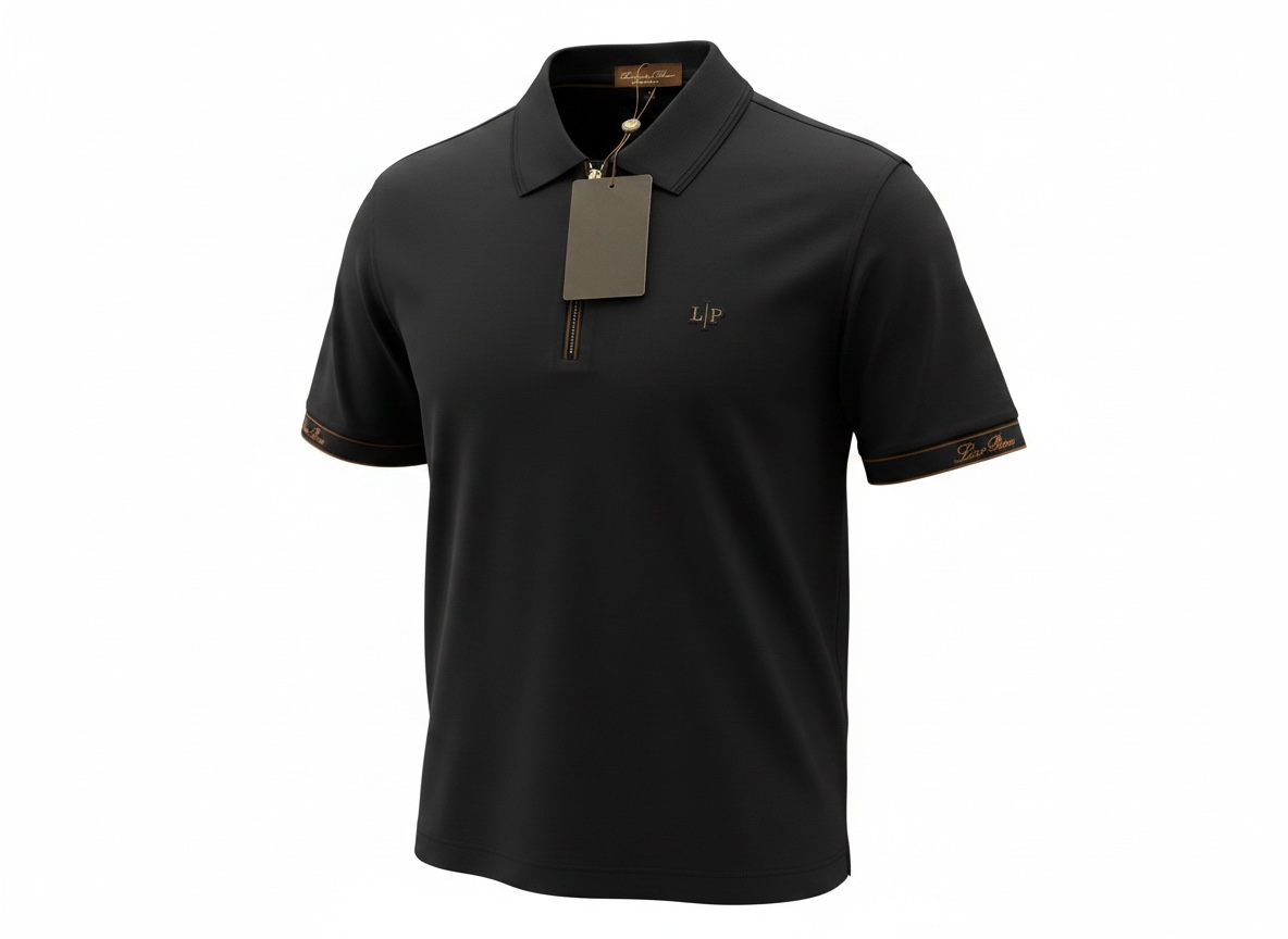 Loro Piana Black Half-Zip Polo Shirt ๐คโจ Premium Luxury Fit