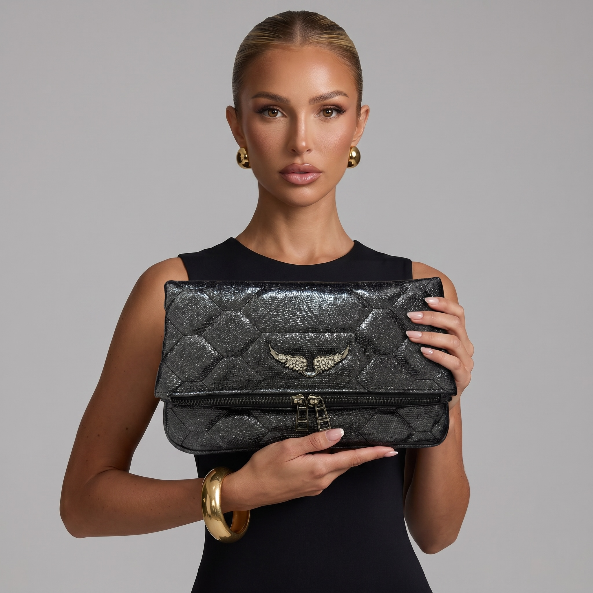 🖤 Zadig & Voltaire Rocky Quilted Foldover Clutch Bag ✨