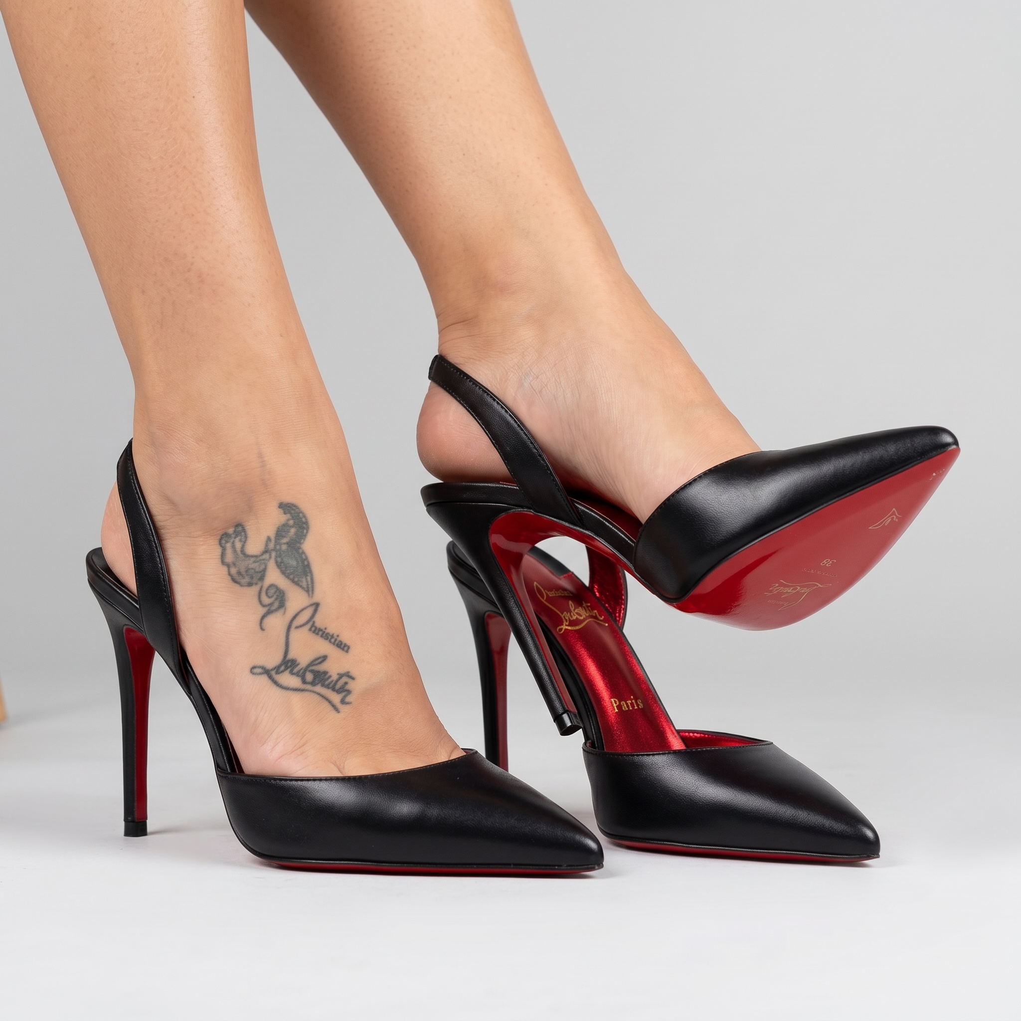 Christian Louboutin Slingback Red Bottom Heels – Black Luxury Edition 👠❤️