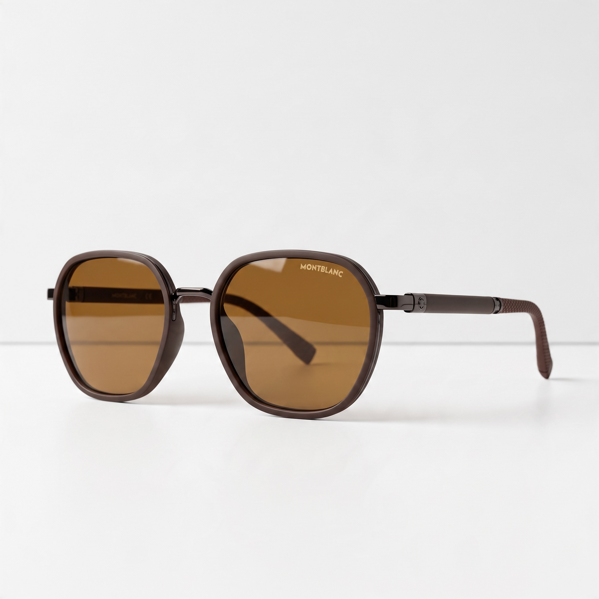 Montblanc brown round sunglasses with brown lenses