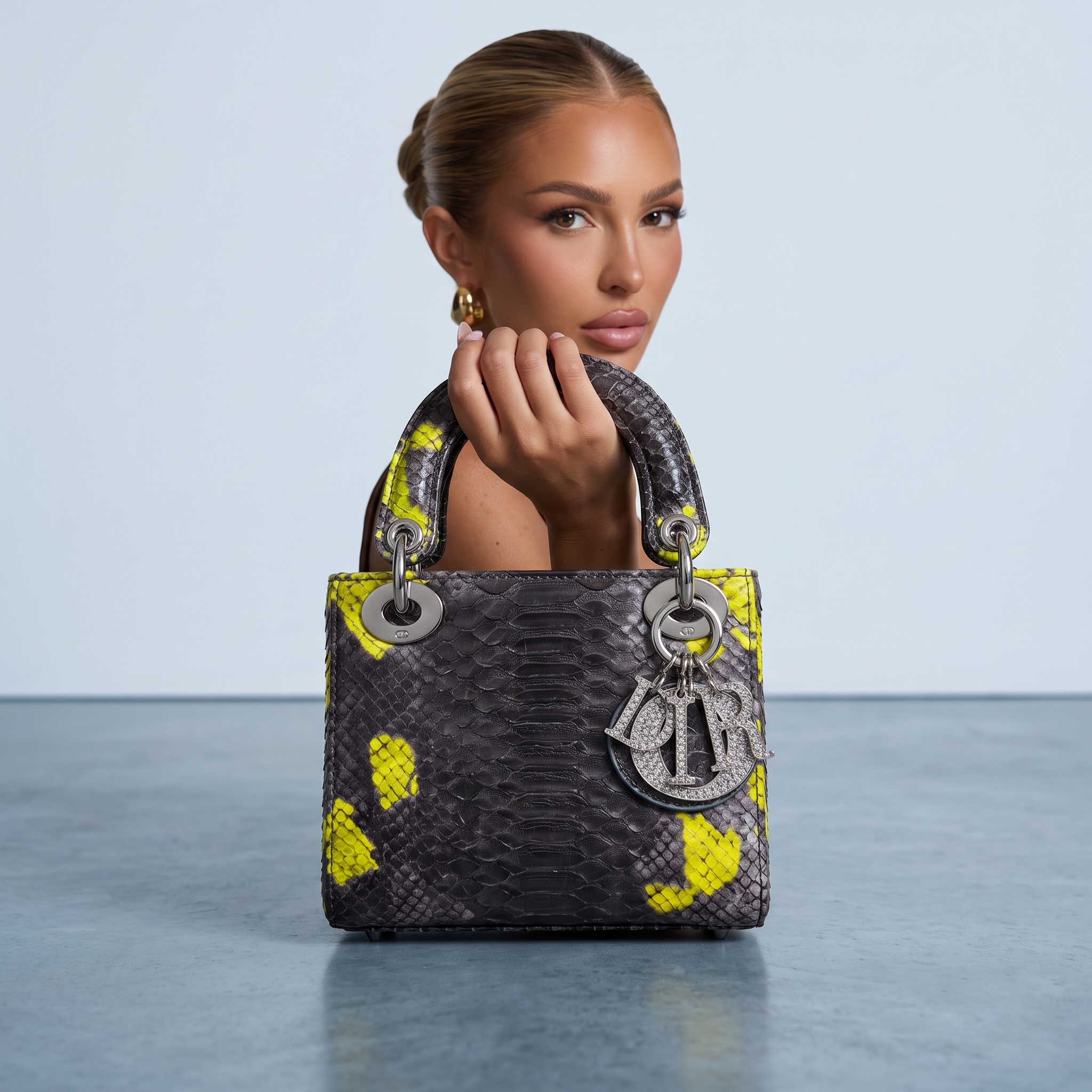 Dior Lady Top-Handle – Grey Yellow Python 👜✨