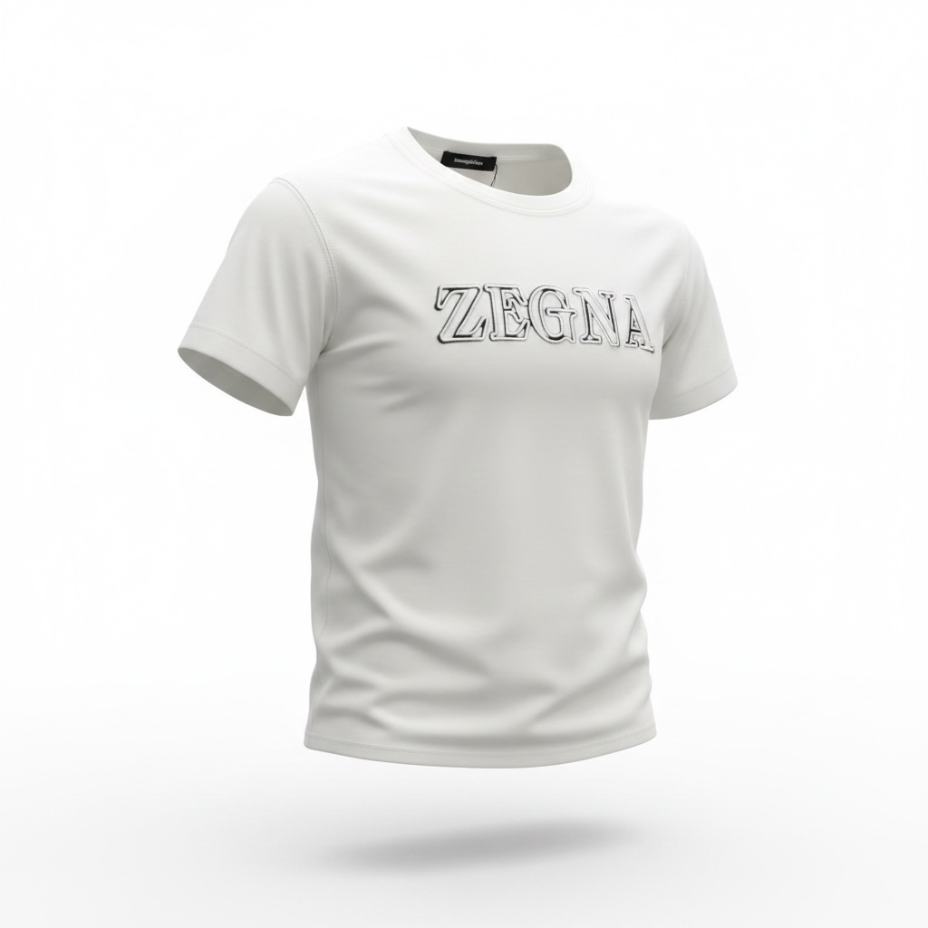 ZEGNA White Embossed Logo T-Shirt 🤍✨ Clean Luxury Edition