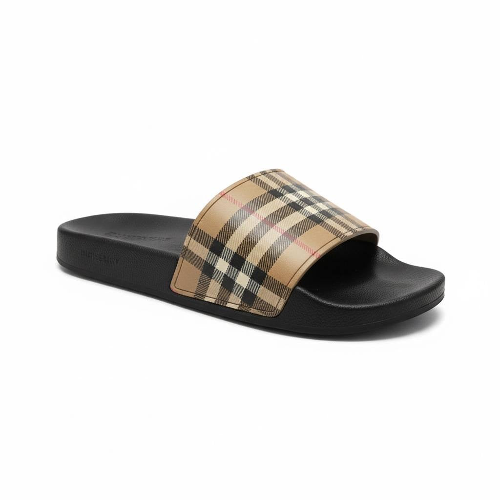 Burberry Vintage Check Slides – Beige & Black Edition 🤎🖤