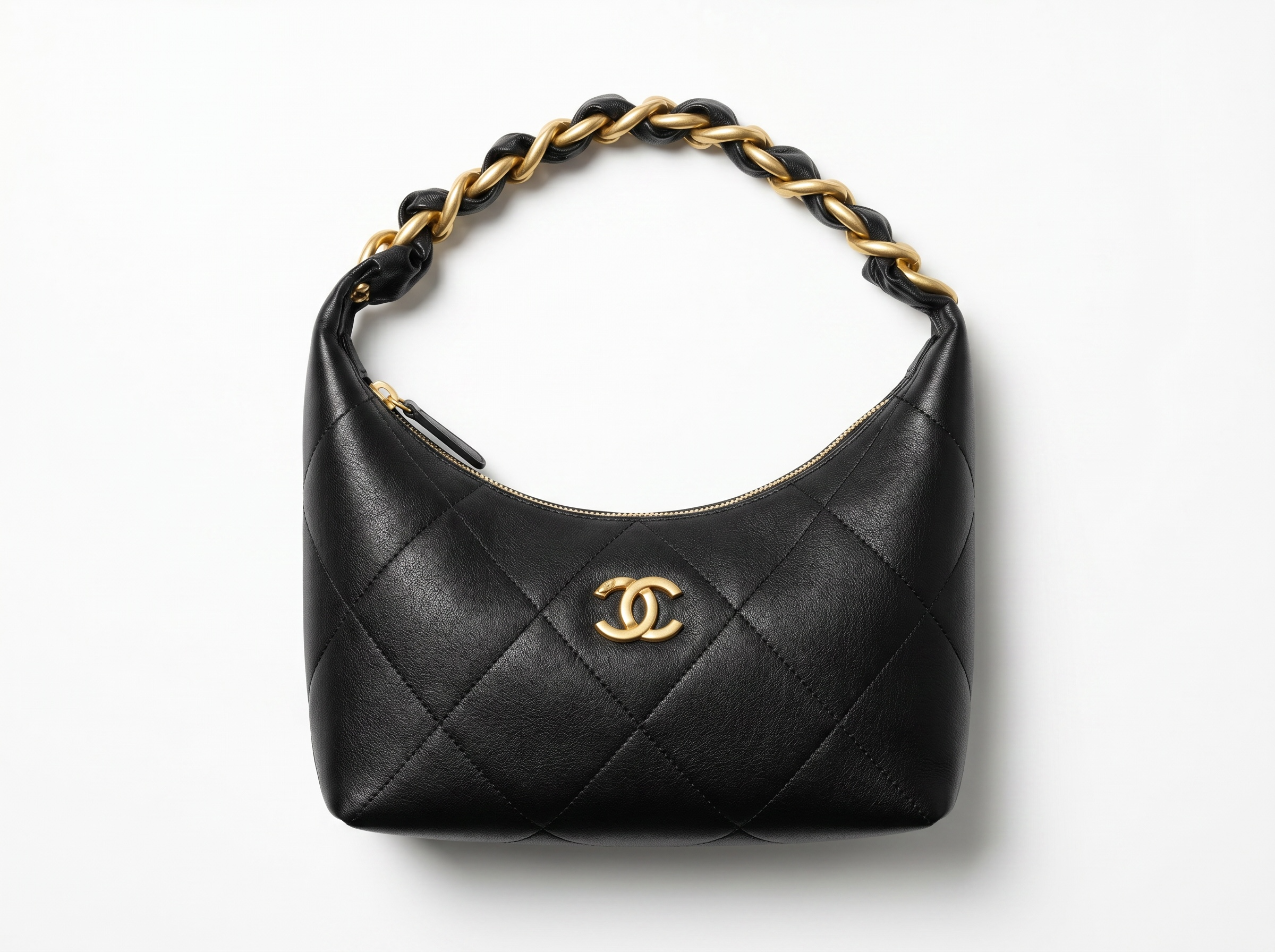 ๐ค Chanel Quilted Hobo Bag โ Classic Black Leather Shoulder Bag