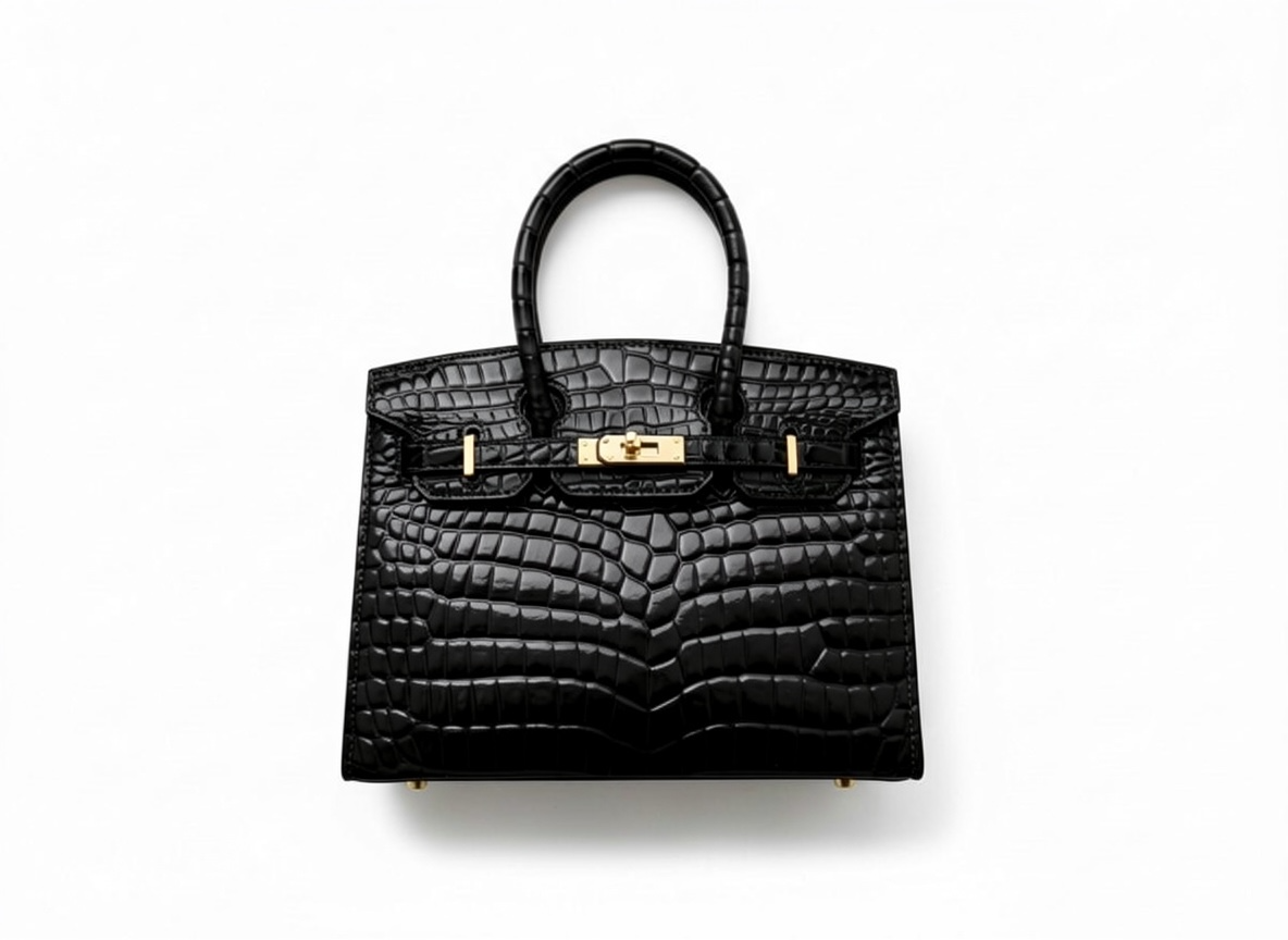 Hermès Birkin-Style Croc-Embossed Black Handbag 🖤✨
