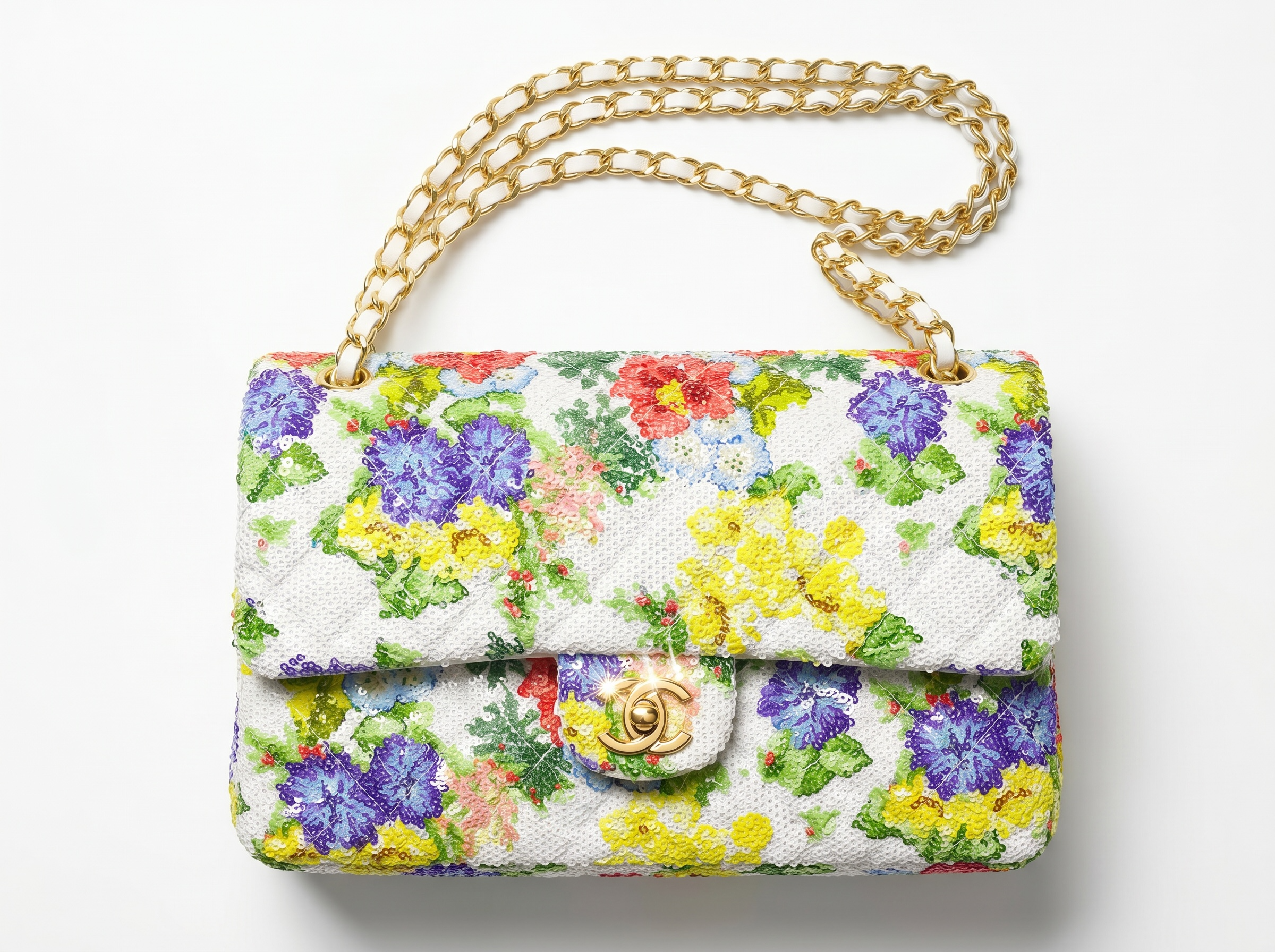 🌸 Chanel Floral Sequin Classic Flap Bag 🌸