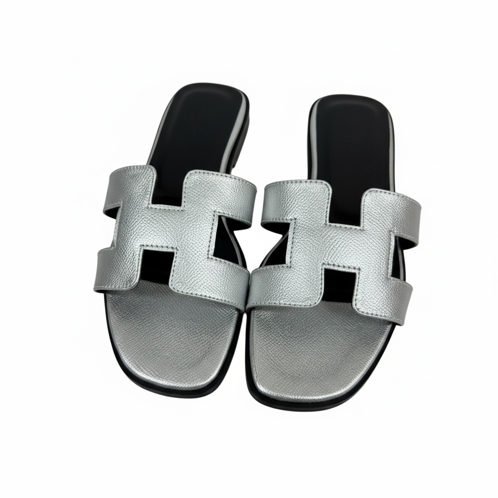 HERMÈS Inspired Metallic H Sandals ✨🤍 | Silver Chic Edition