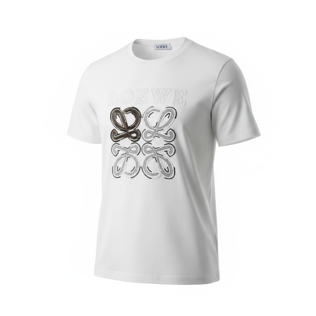 Loewe White Anagram T-Shirt 🤍✨ Contrast Logo Edition