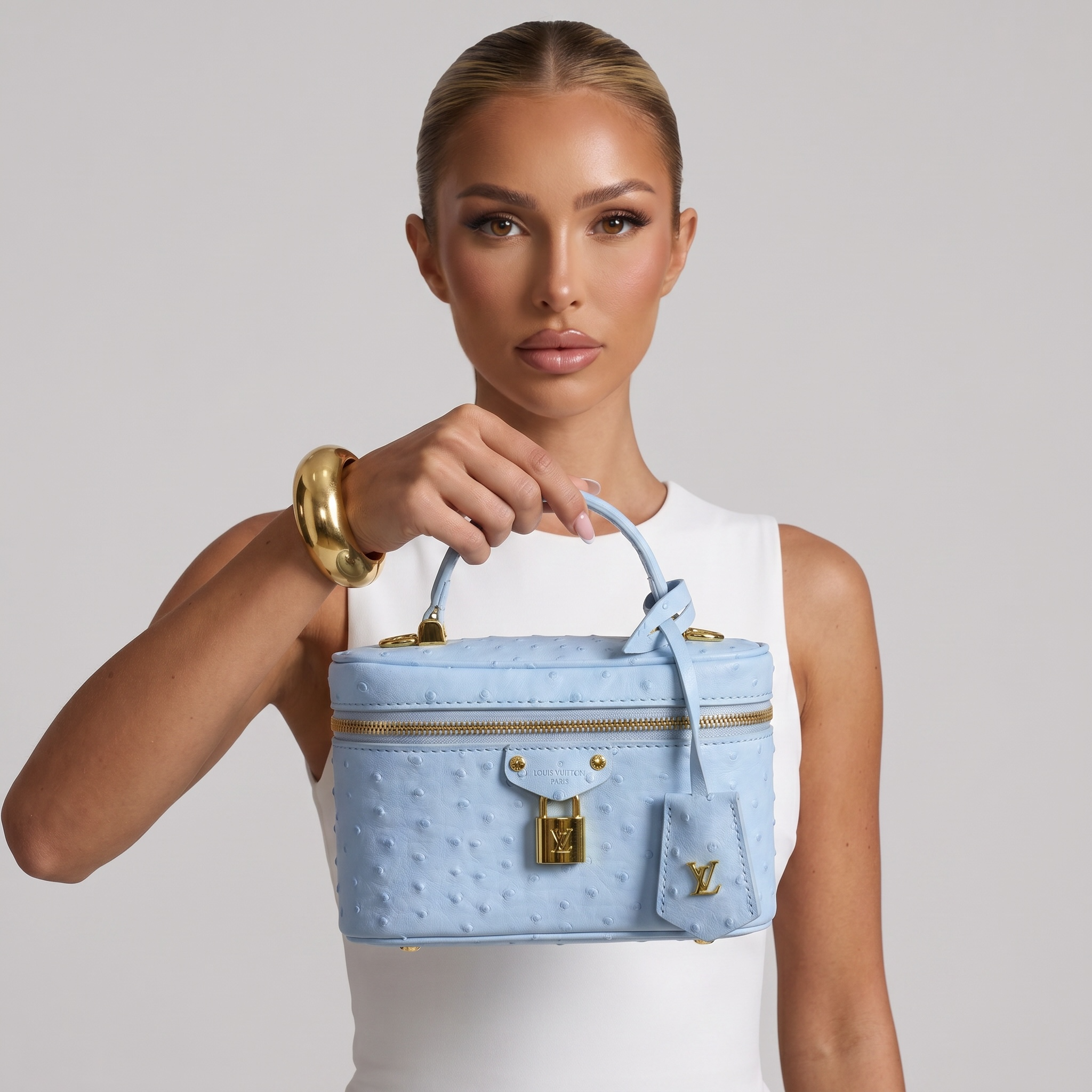 ๐ฉต Louis Vuitton Nice Vanity Case โ Sky Blue Ostrich Leather โจ