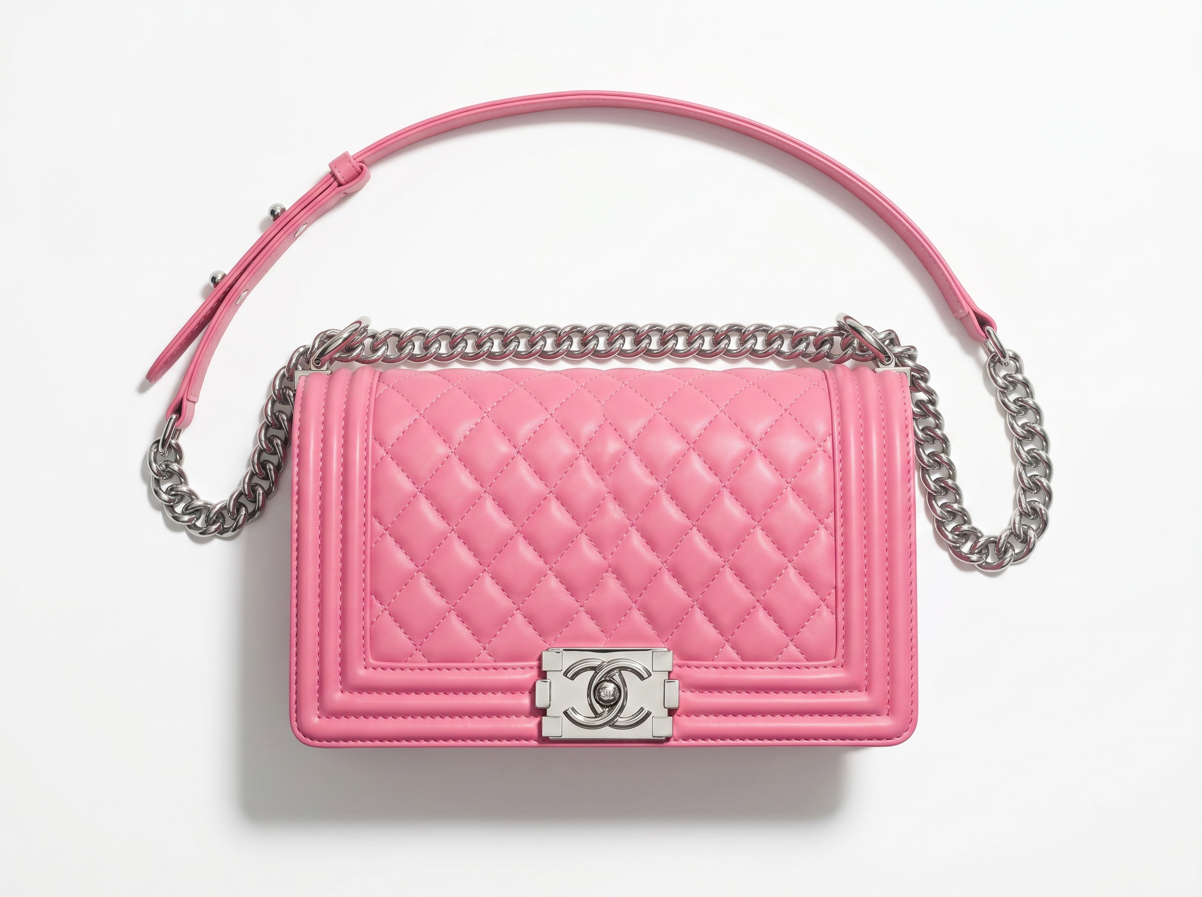 💖 Chanel Pink Quilted Chain Shoulder Bag