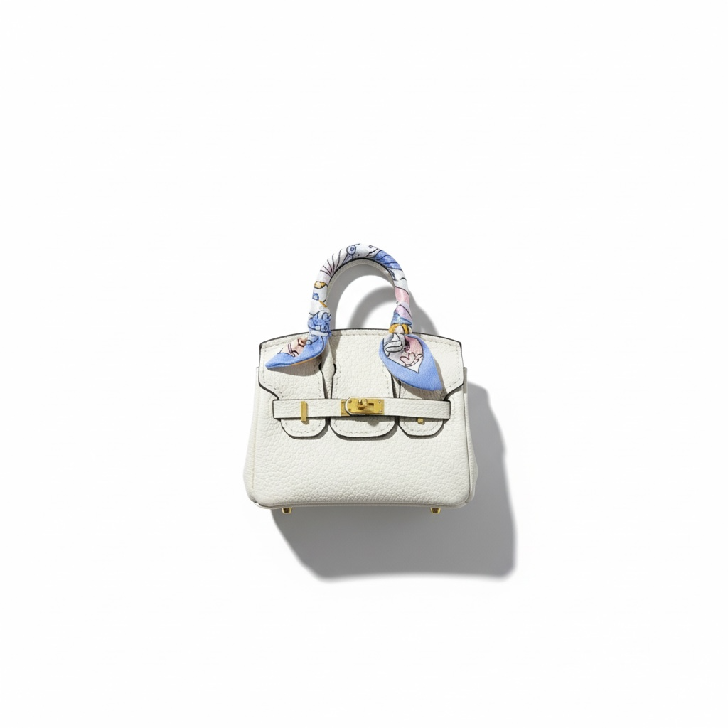 Hermès Mini Birkin BagCharm – White 🤍✨ | Luxury Key Holder