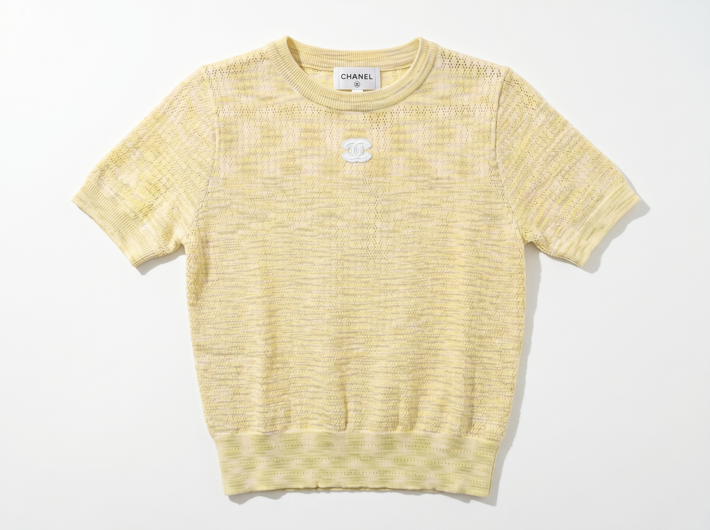 💛 Chanel Textured Knit Top – Butter Yellow