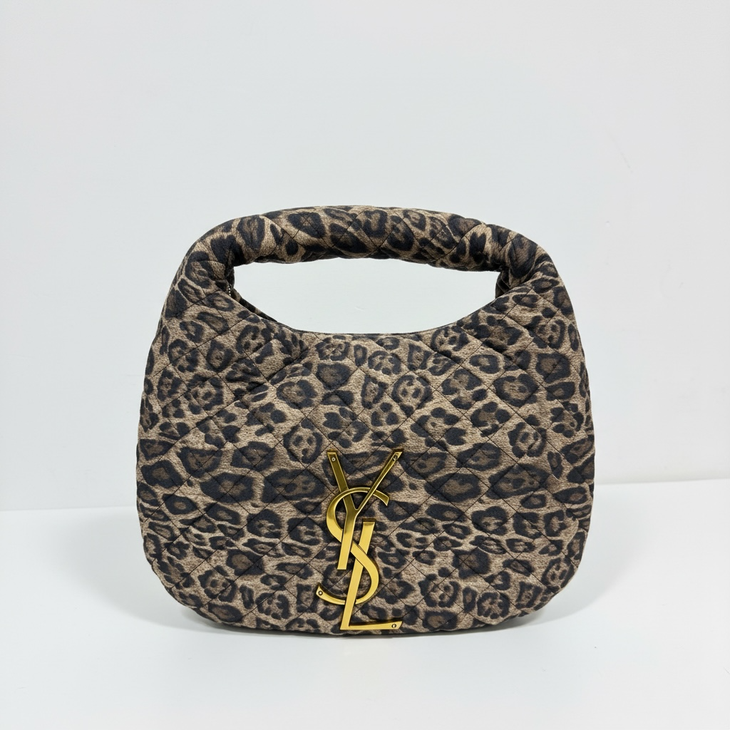 Leopard Quilted Hobo Bag with Gold YSL Logo ๐โจ