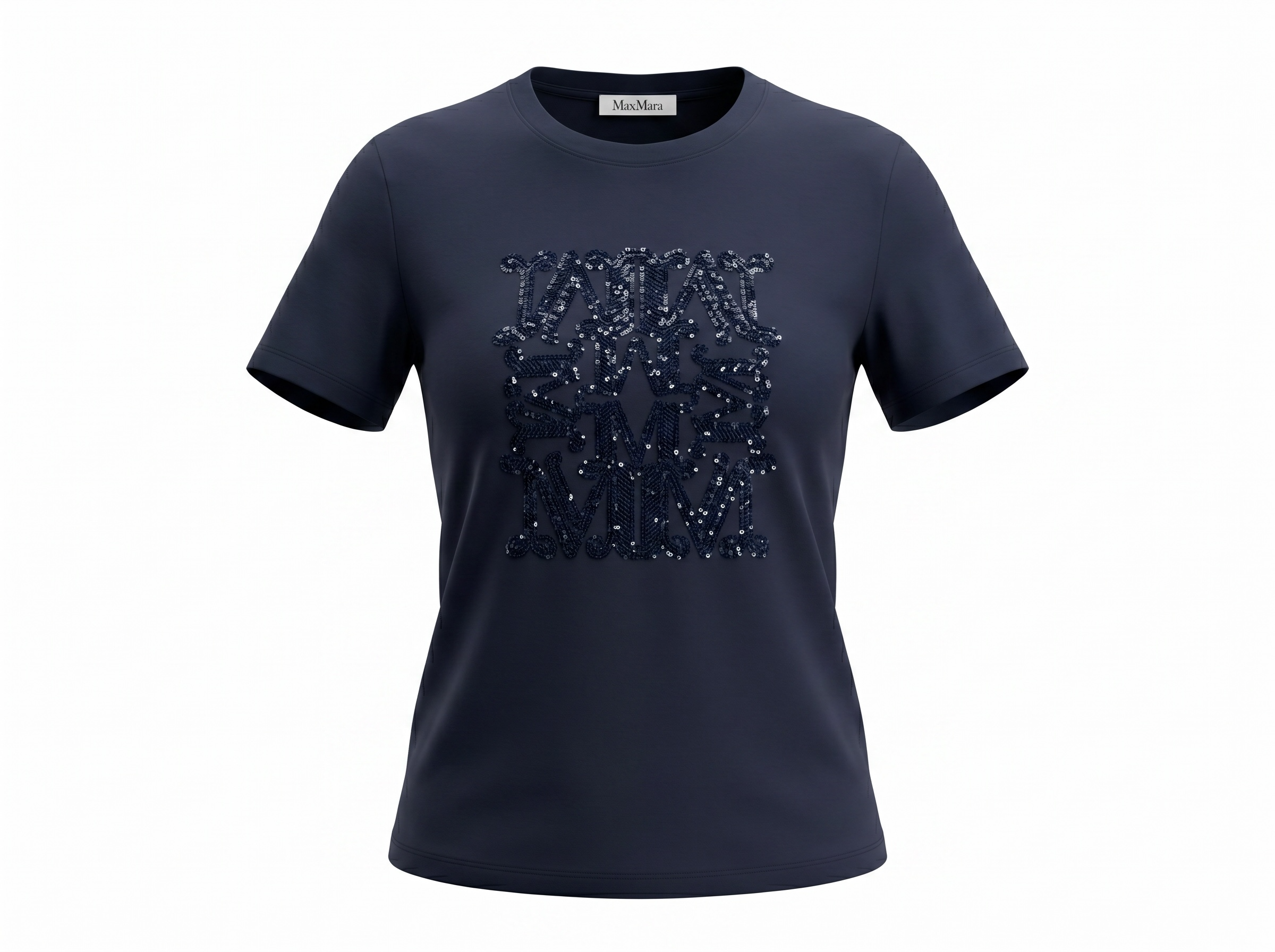 Max Mara Navy Sequin Logo T-Shirt 💙✨