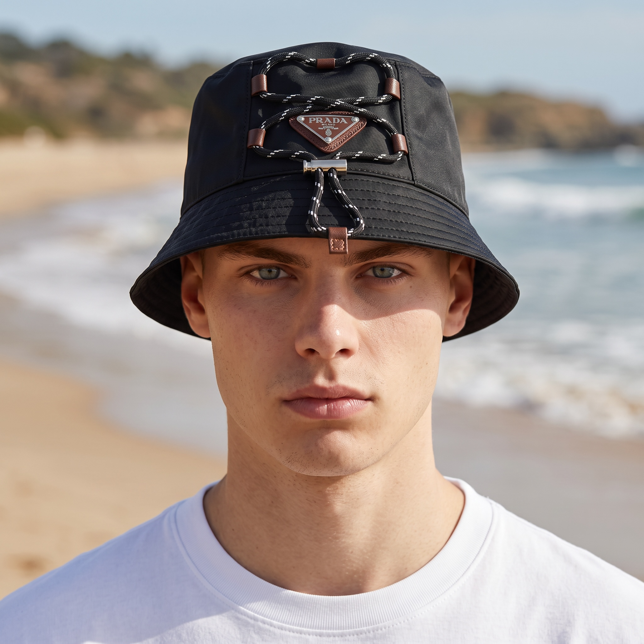 Prada Rope Detail Bucket Hat – Black