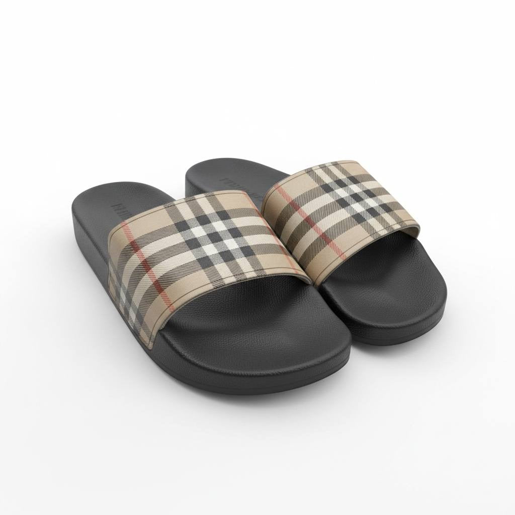 Burberry Vintage Check Slides – Beige & Black Edition 🤎🖤
