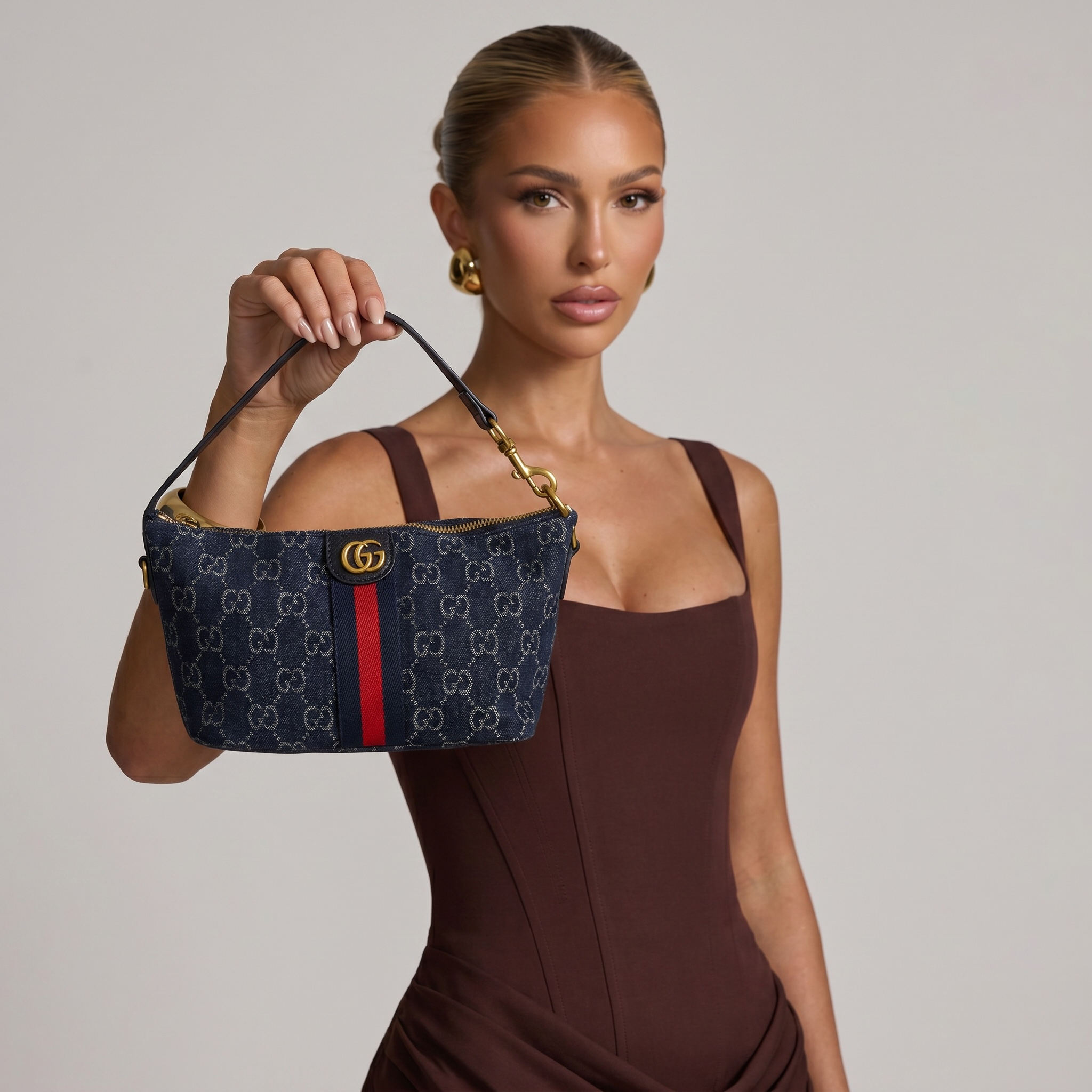 Gucci Navy GG Monogram Web Stripe Shoulder Bag ๐โค๏ธโจ๐๐ฅ