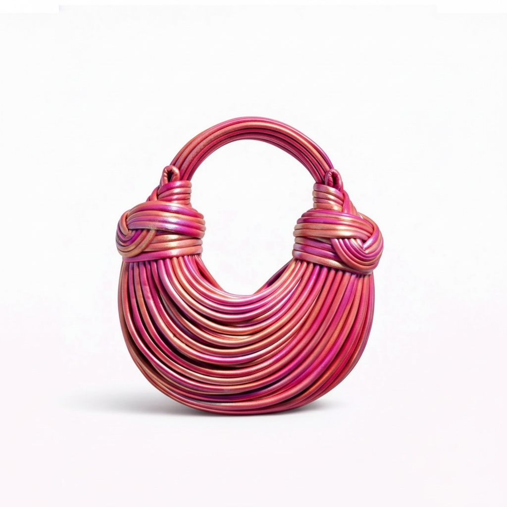 BOTTEGA VENETA Inspired Sculptural Knot Handle Bag – Metallic Pink 💖✨