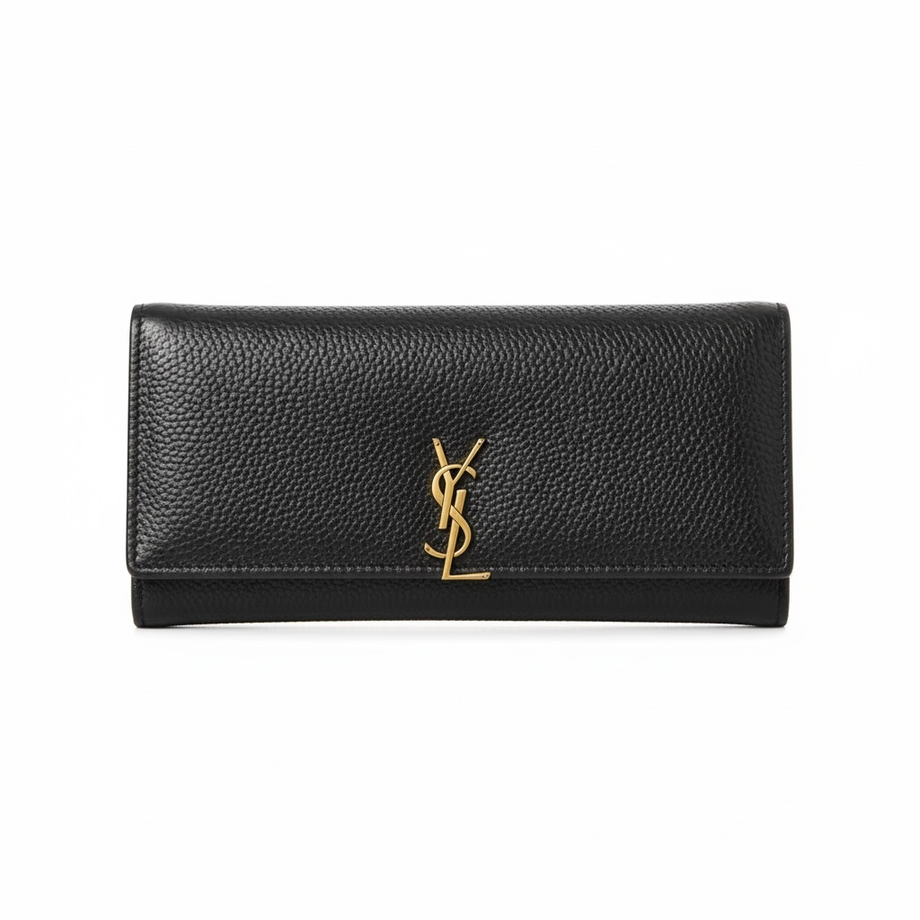 Saint Laurent YSL Black Leather Long Wallet 🖤✨