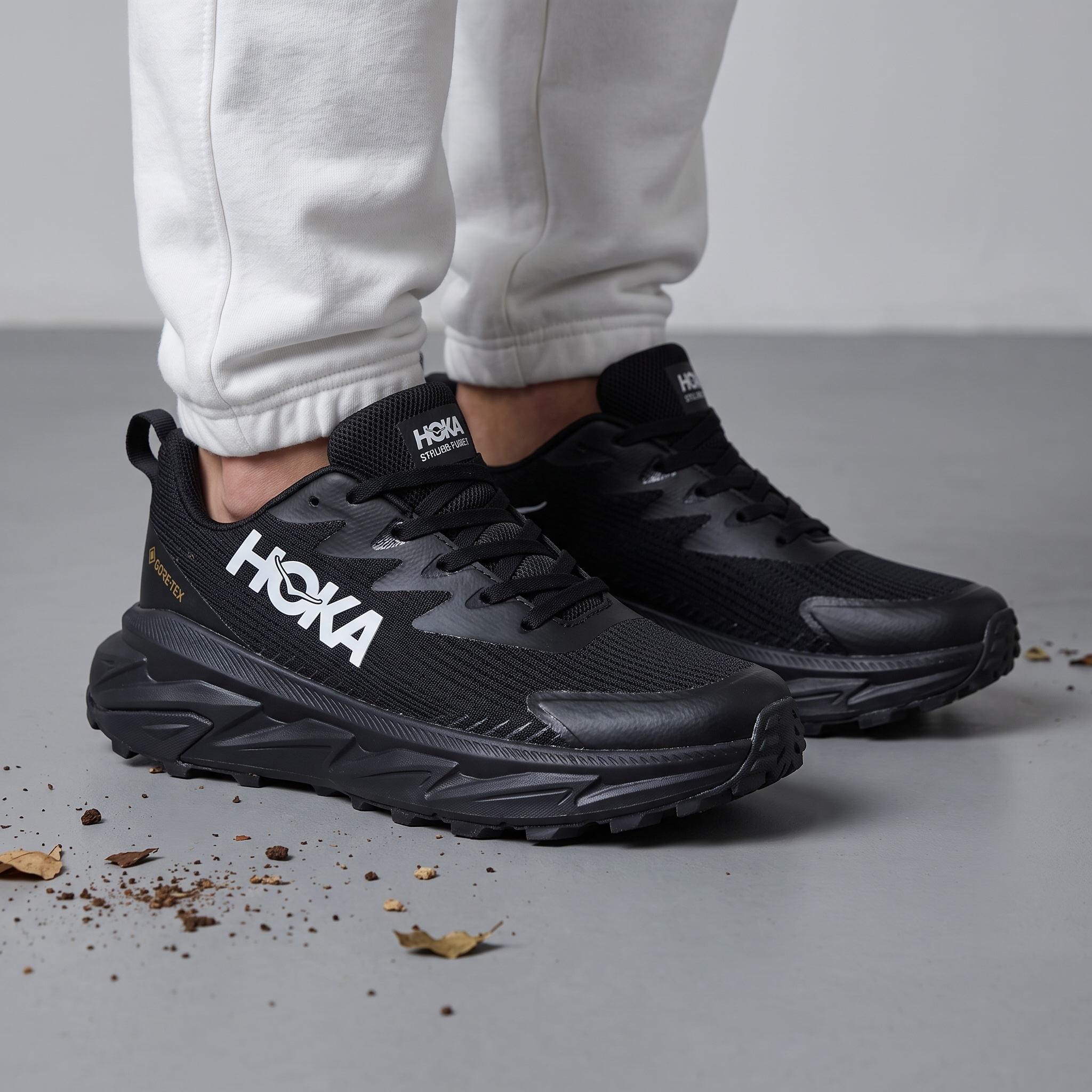 ๐ค HOKA Stinson Evo GTX Trail Running Shoes โ Triple Black big size