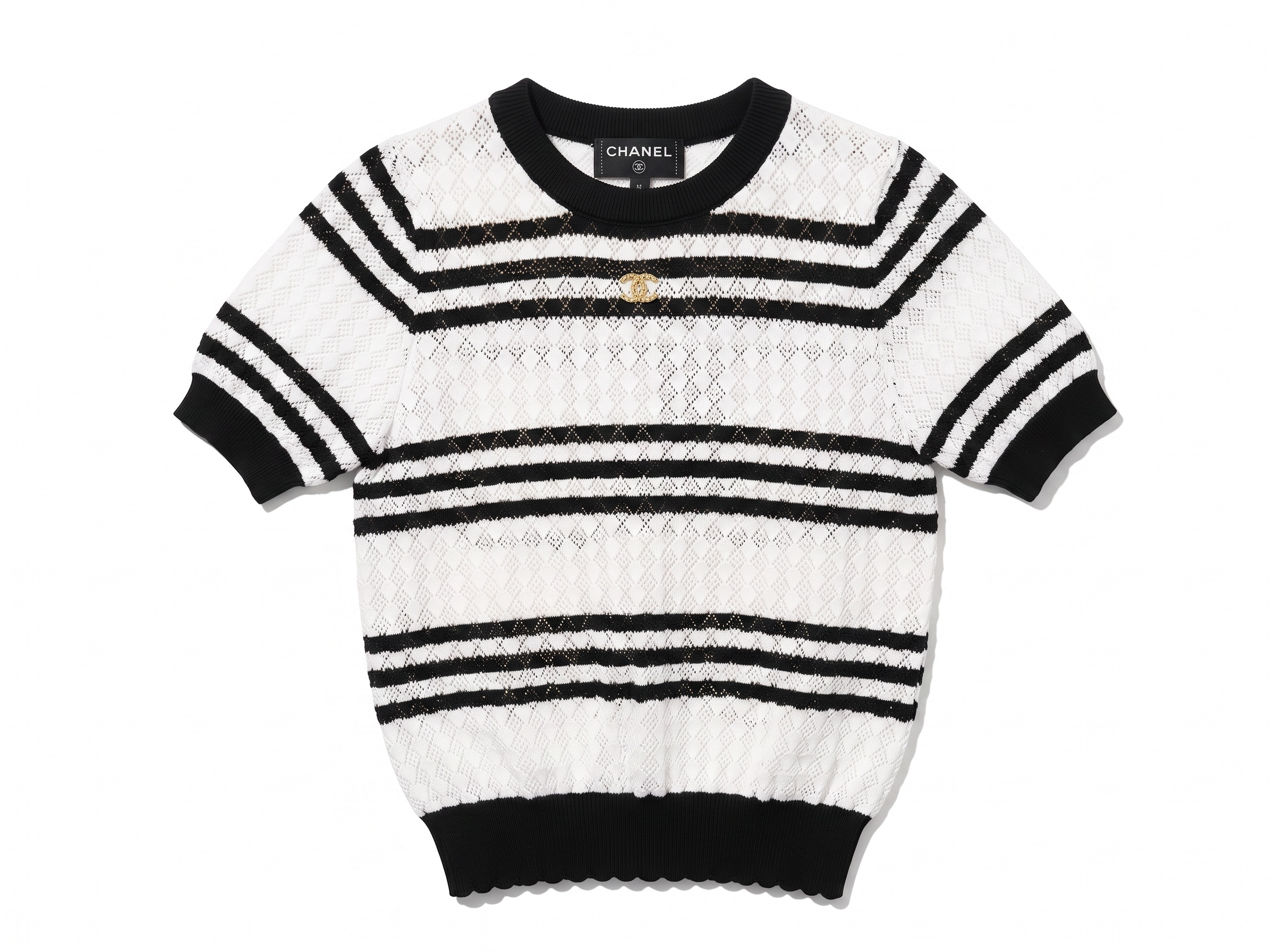 🖤 Chanel Black & White Striped Knit Top ( one size )