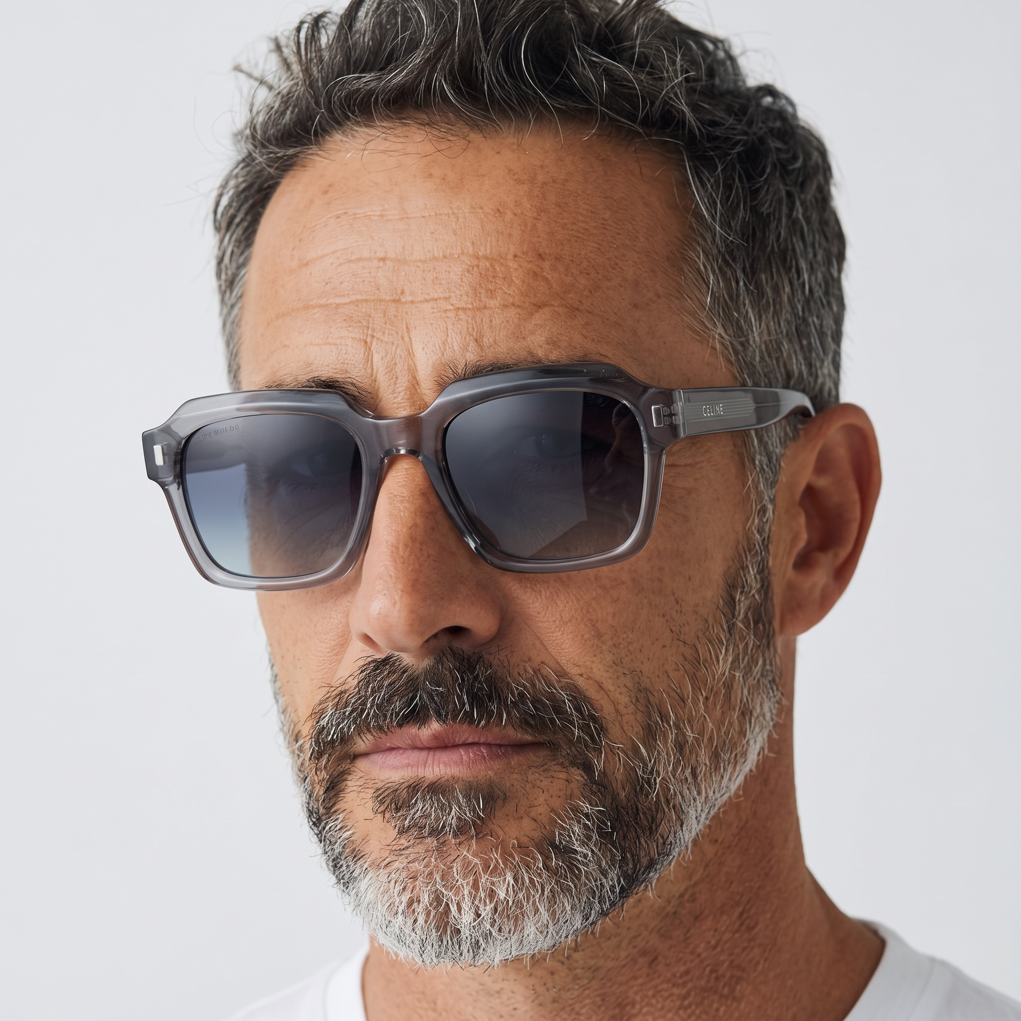 Celine Square Sunglasses – Transparent Grey Frame Blue Gradient 🕶️✨