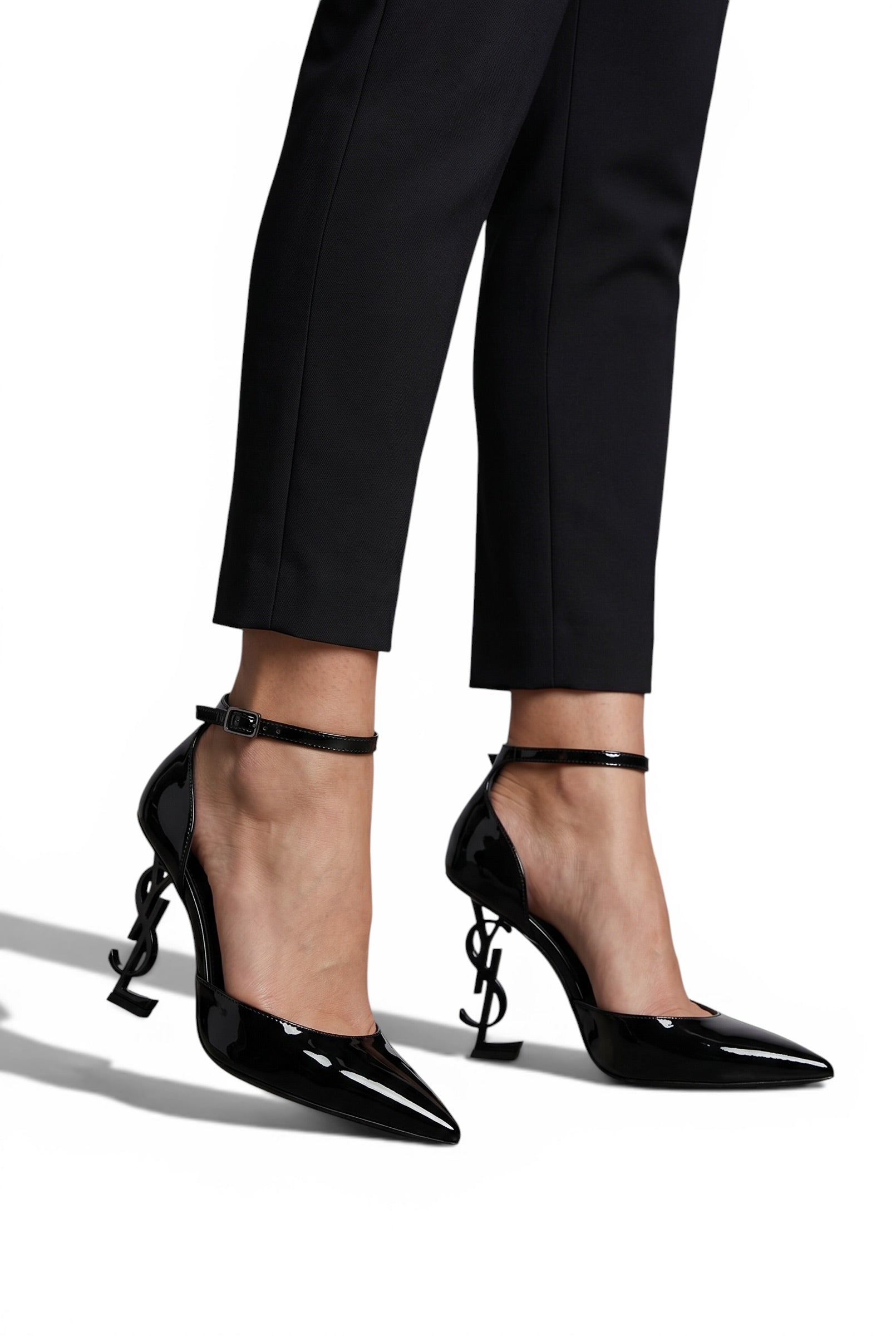 Saint Laurent Opyum Black Patent Pumps with Black YSL Heel 🖤