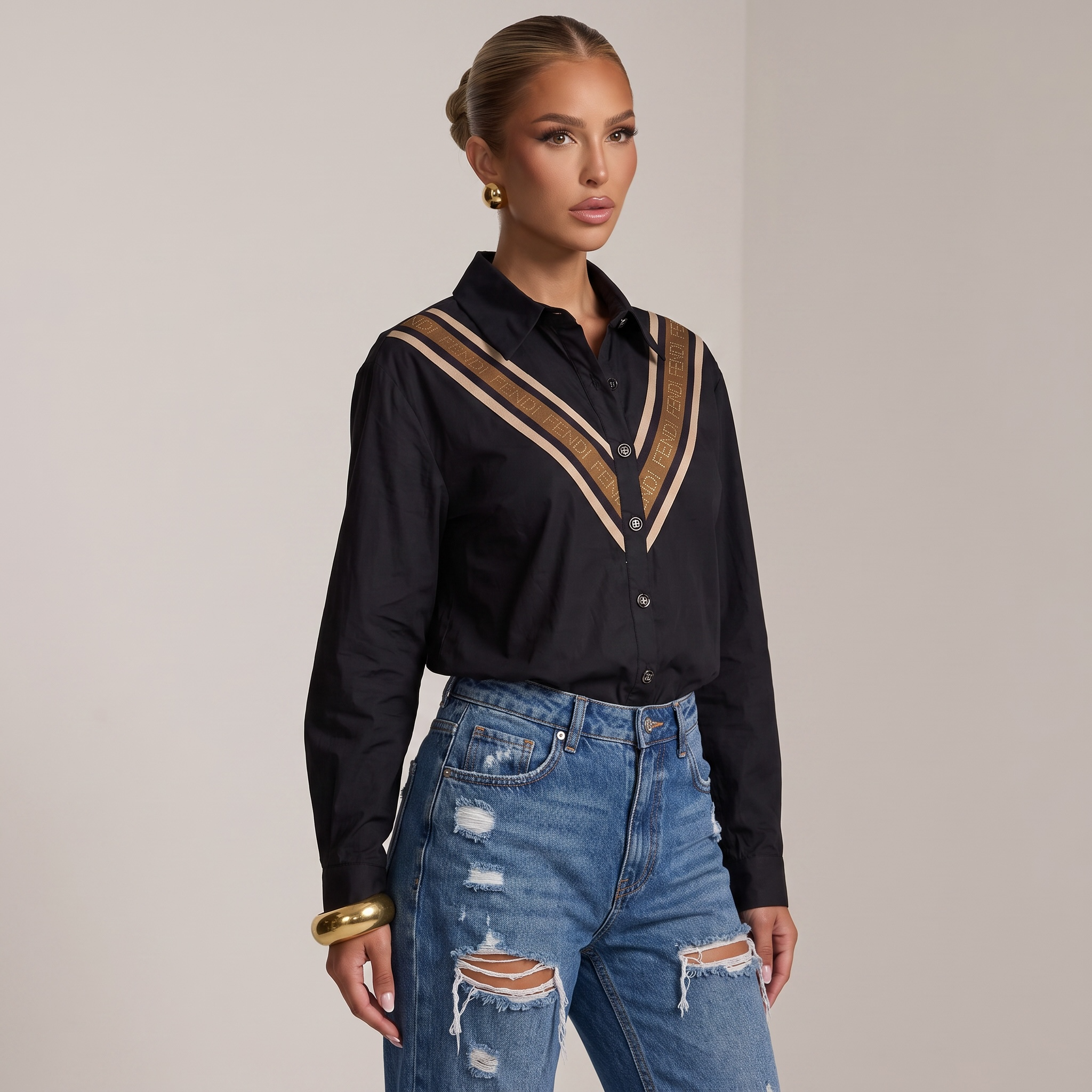 Fendi V-Stripe Oversized Shirt