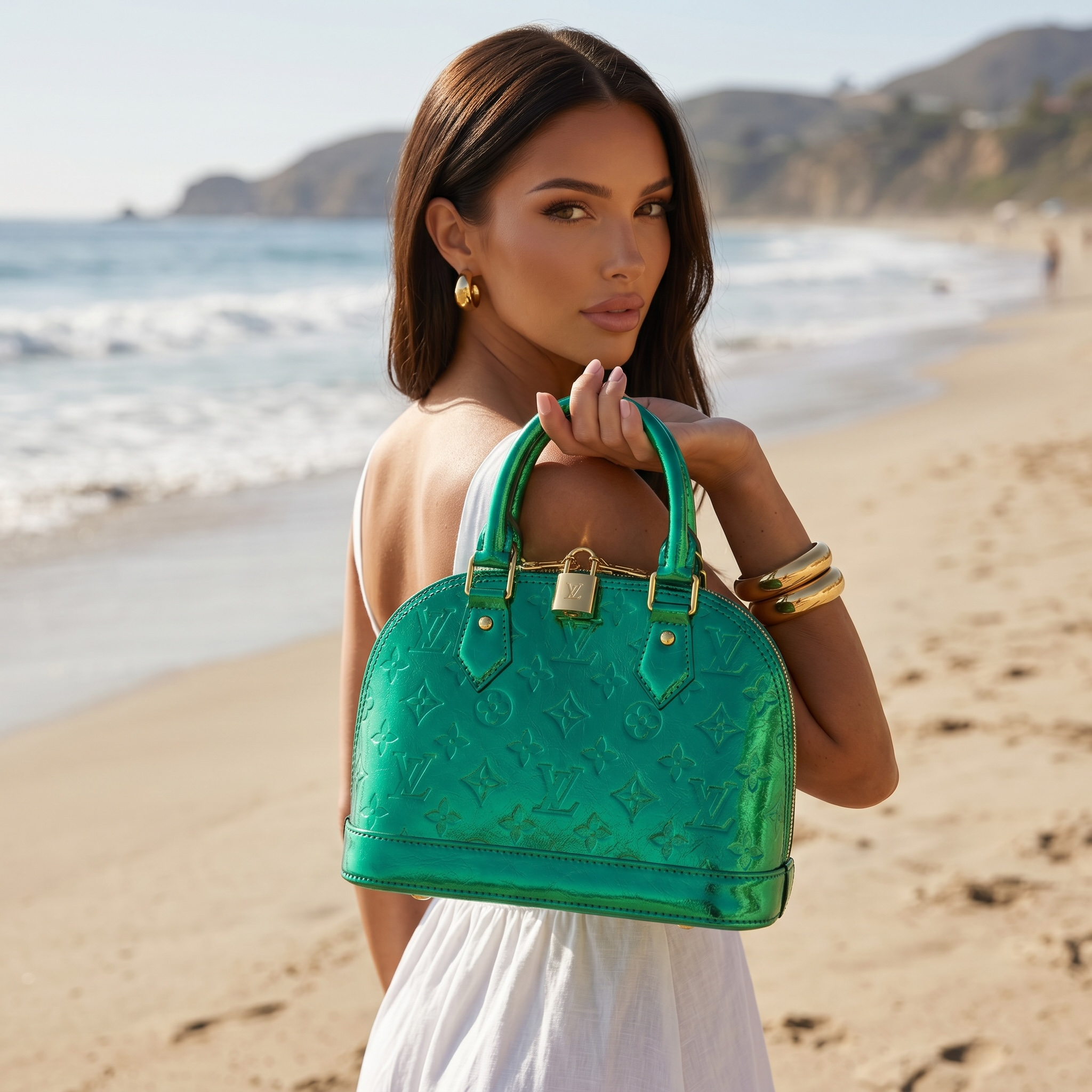 💚 Louis Vuitton Alma Metallic Emerald Green Limited Edition Bag ✨