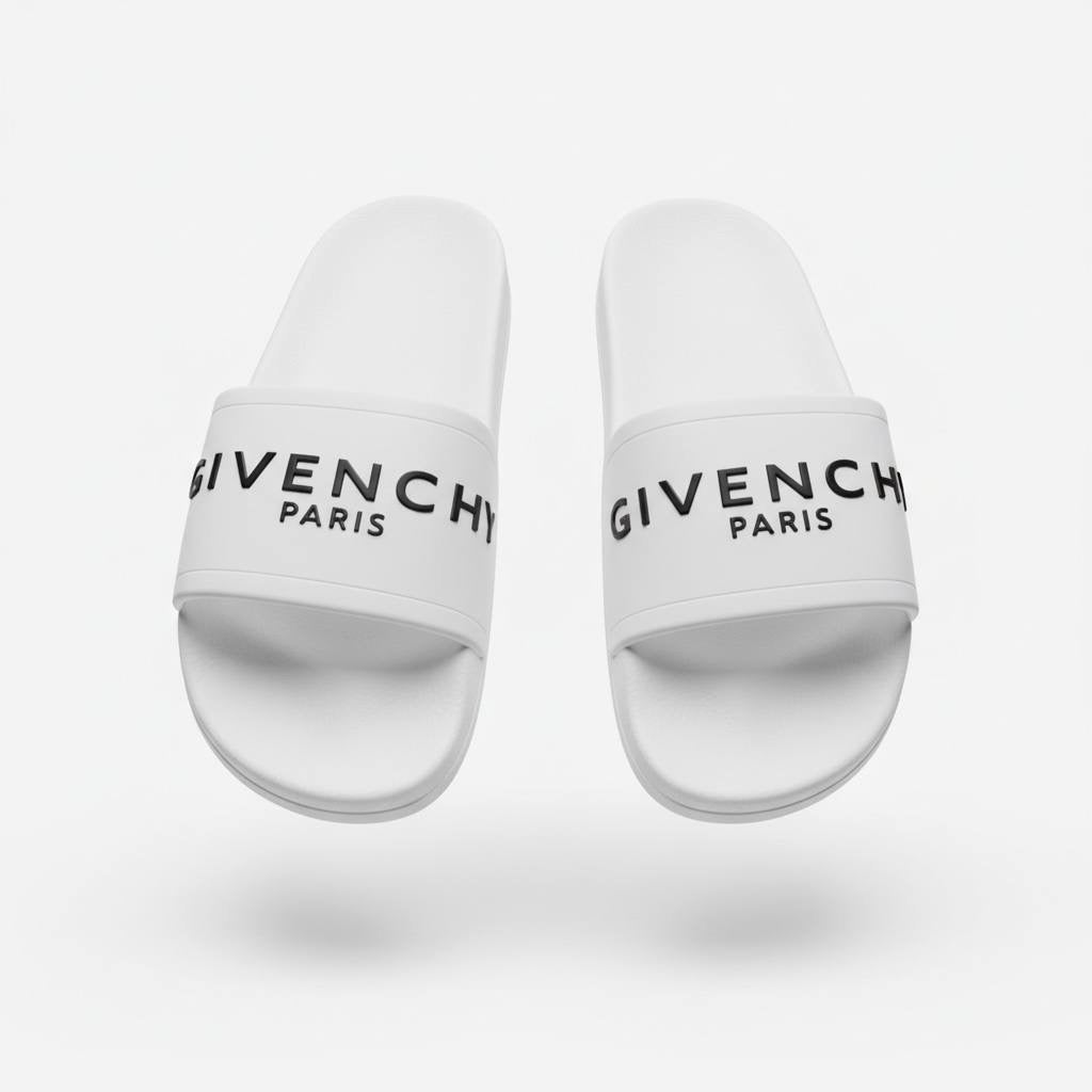 Givenchy Paris Logo Slides – All White Edition ⚪✨