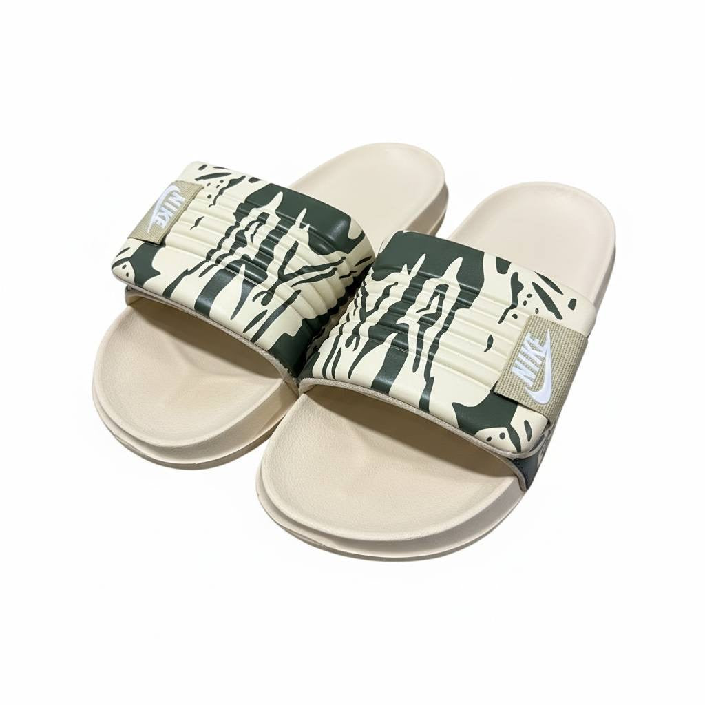 Nike Camo Slides – Beige & Olive Edition 🤍🟢
