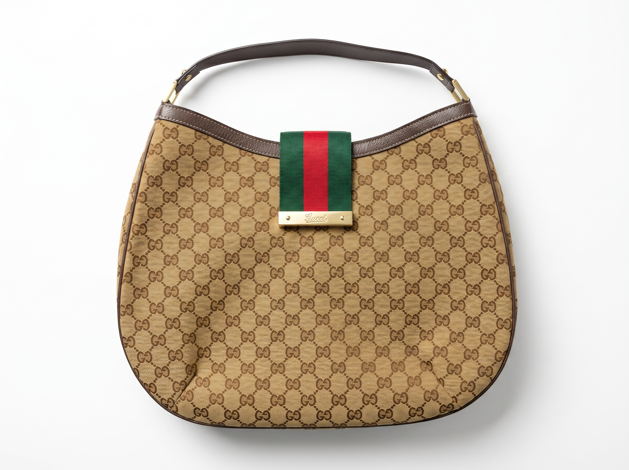 👜 Gucci GG Supreme Web Stripe Hobo Bag – Classic Beige Monogram 👜